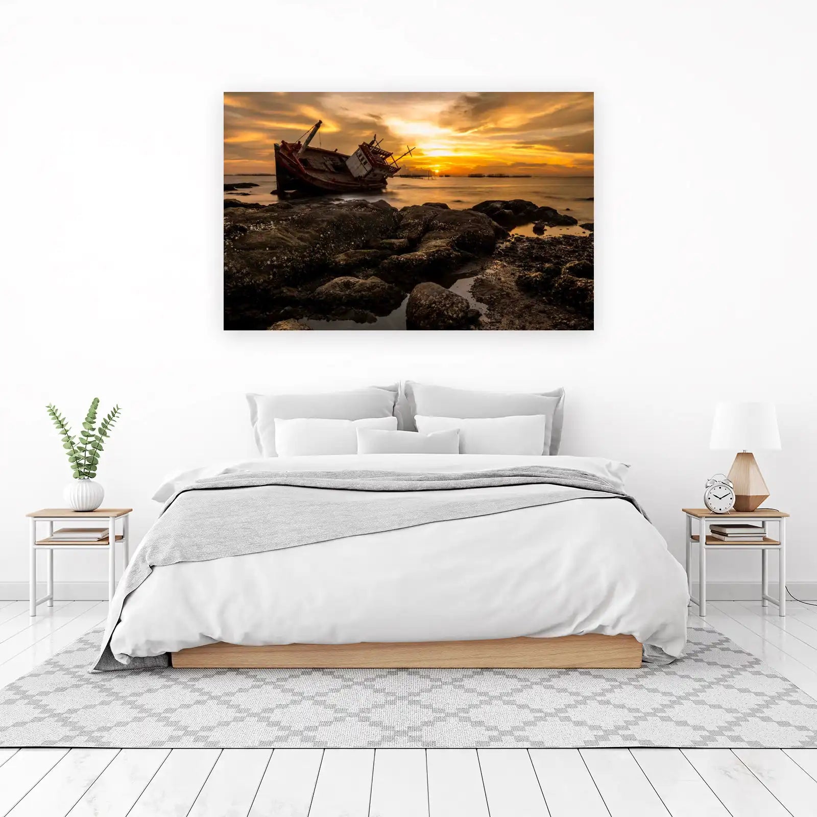 Shipwreck Sunset Coastal Wall Art