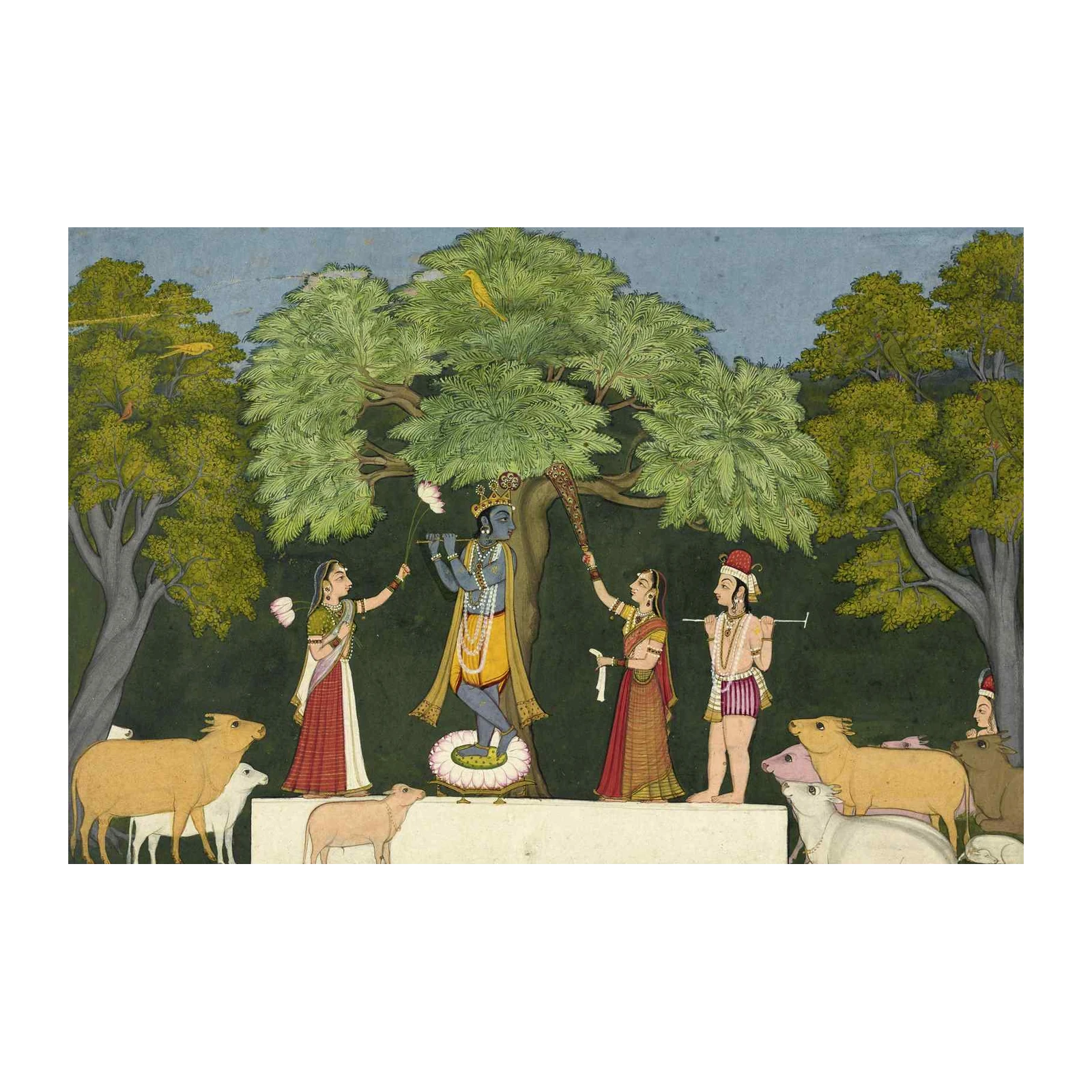 Krishna Flute Melody Divine Cows Wall Art