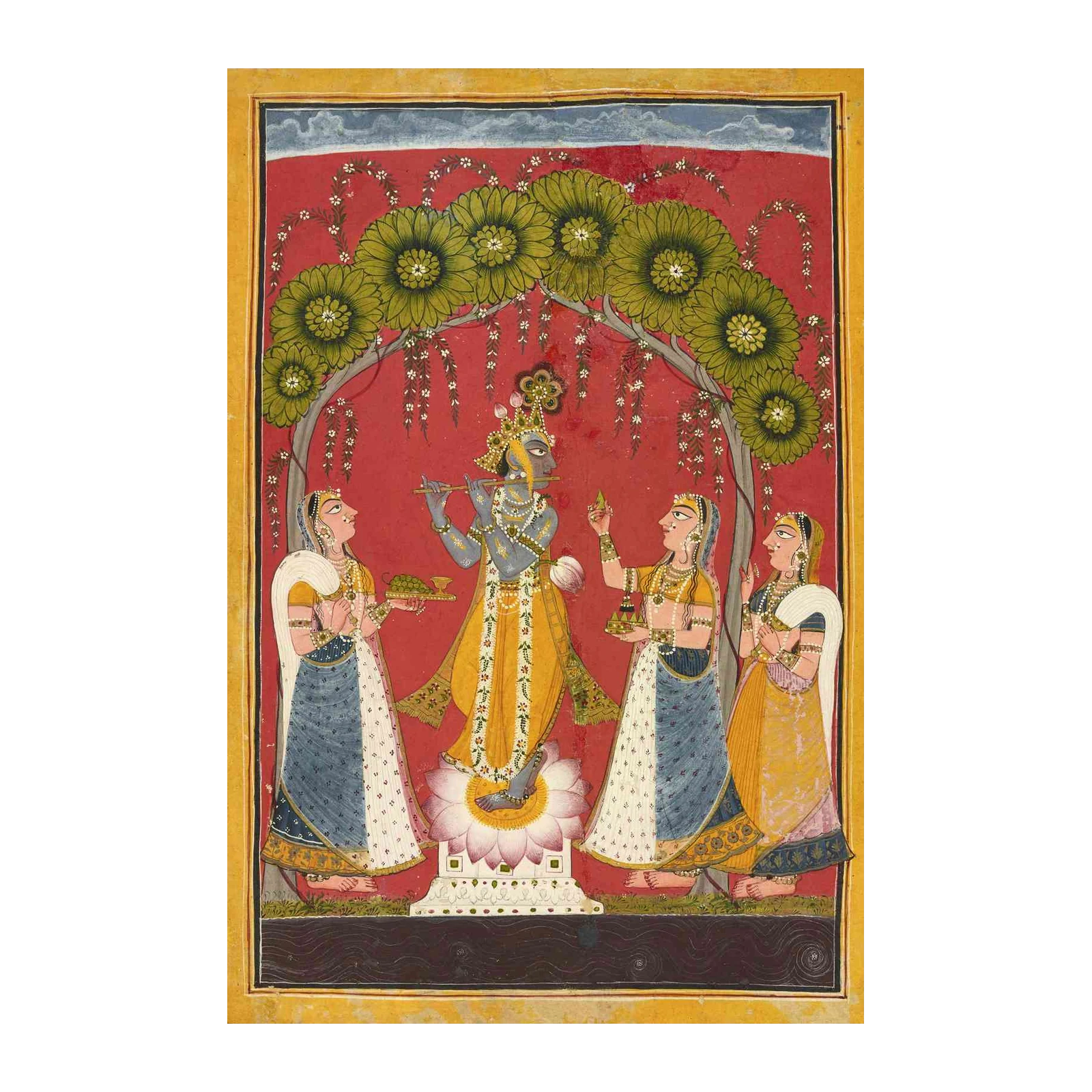 Lord Krishna Flute Player Indian Art Wall Art
