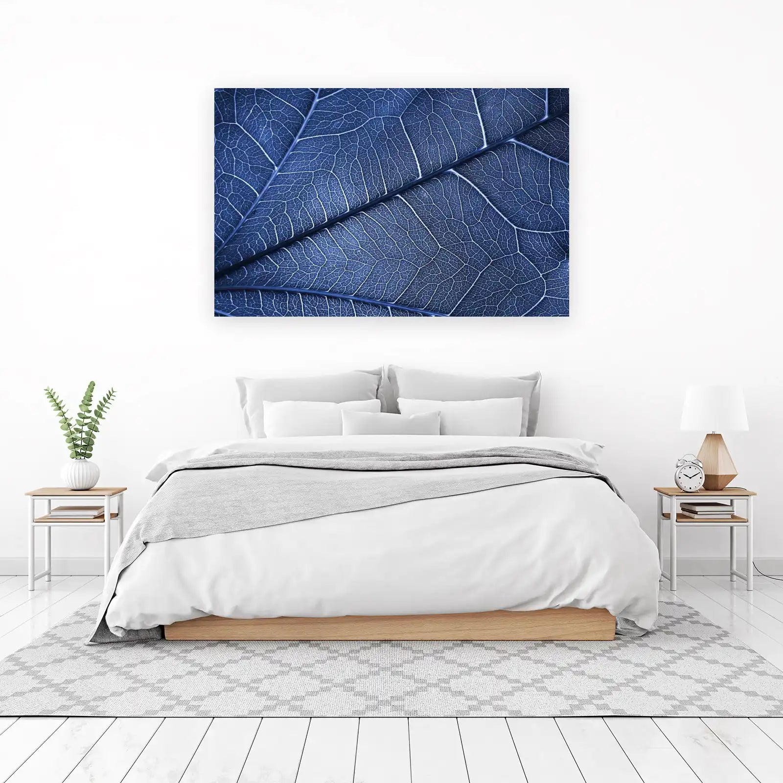 Deep Blue Leaf Vein Macro Wall Art