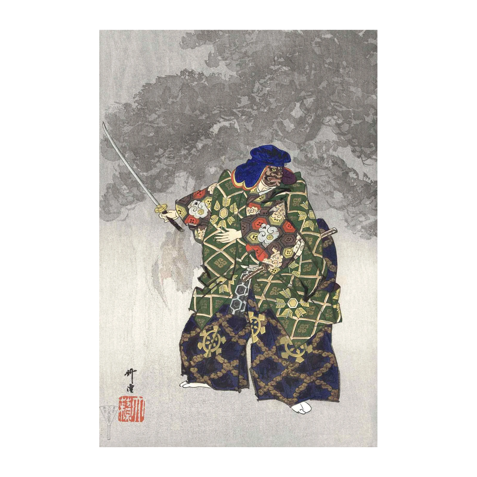 Samurai Warrior Kimono Art Wall Art