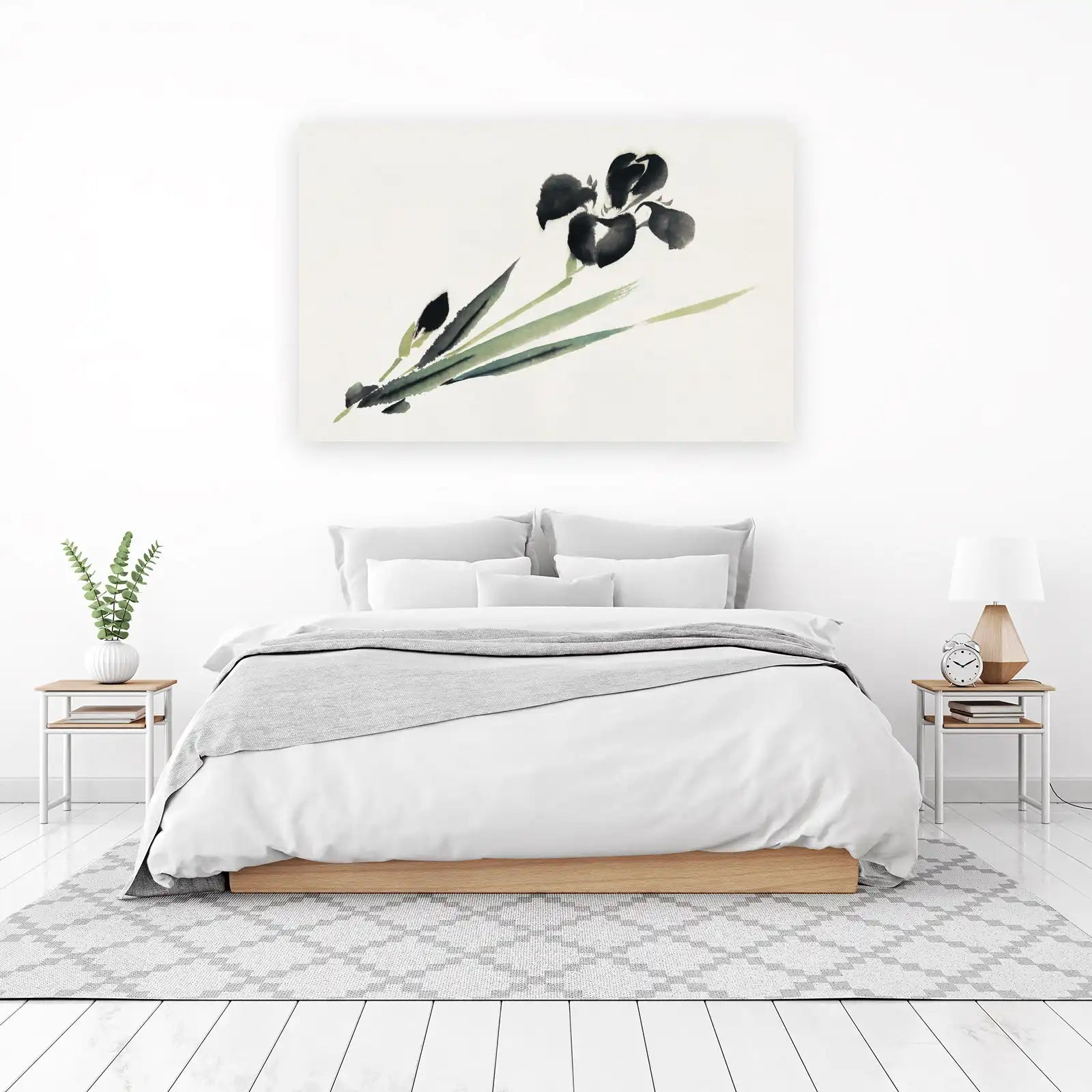 Elegant Black Iris Japanese Art Wall Art