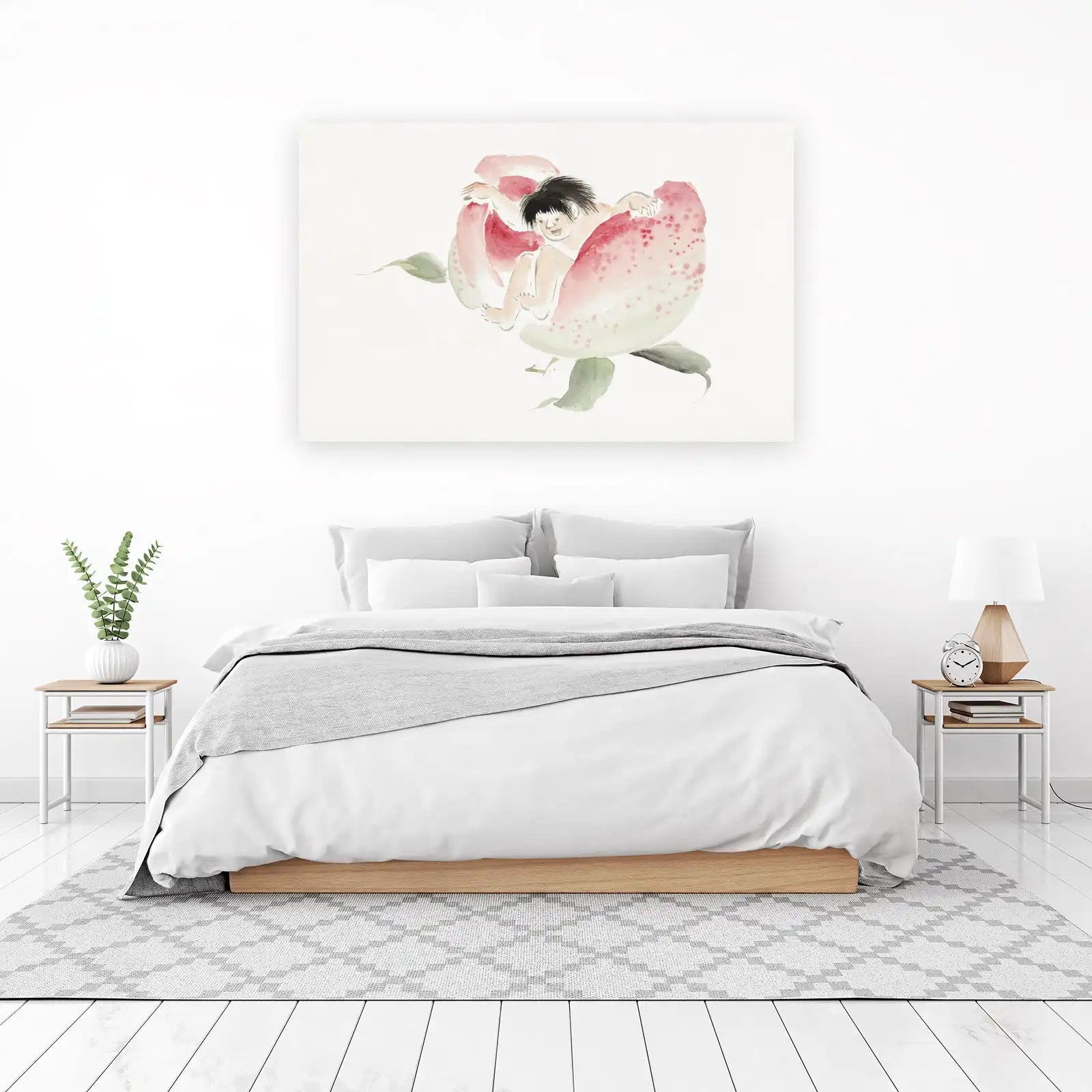 Whimsical Child in Flower Watercolor Wall Art