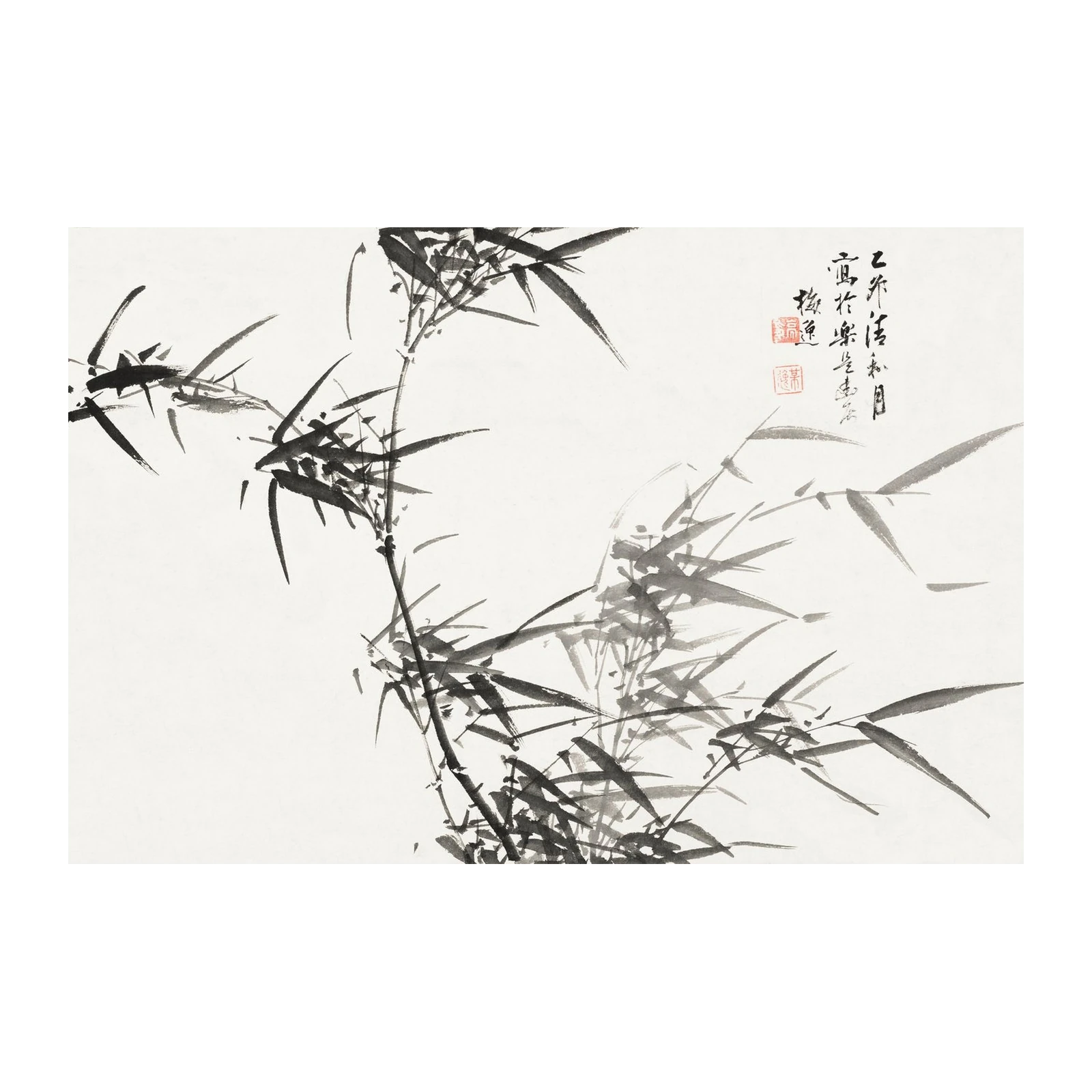 Zen Bamboo Ink Painting Wall Art