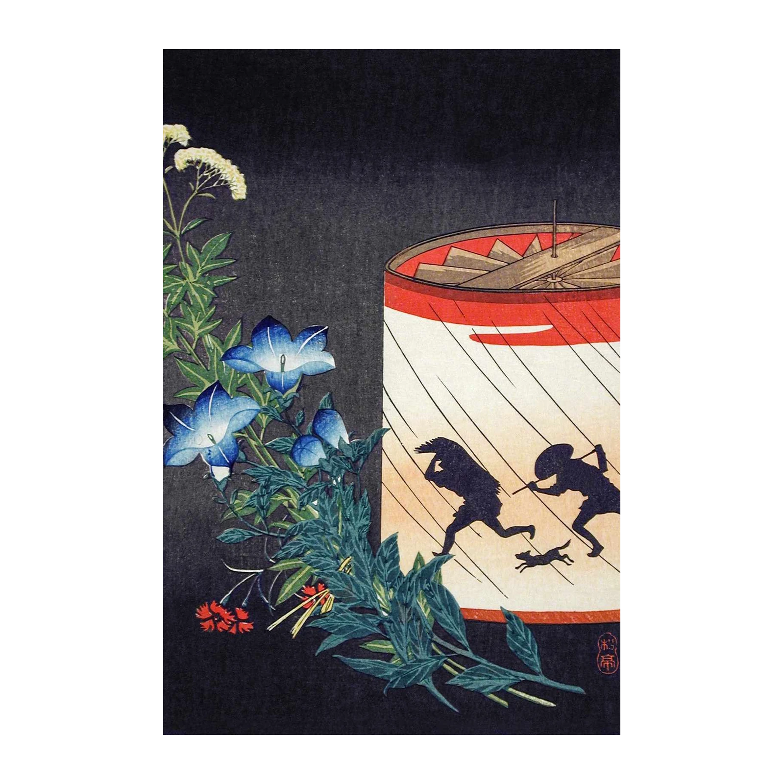 Japanese Bellflower & Rain Scene Wall Art
