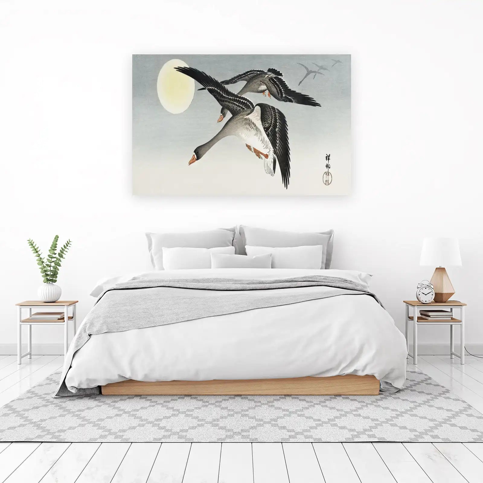 Geese in Flight Moon Wall Art