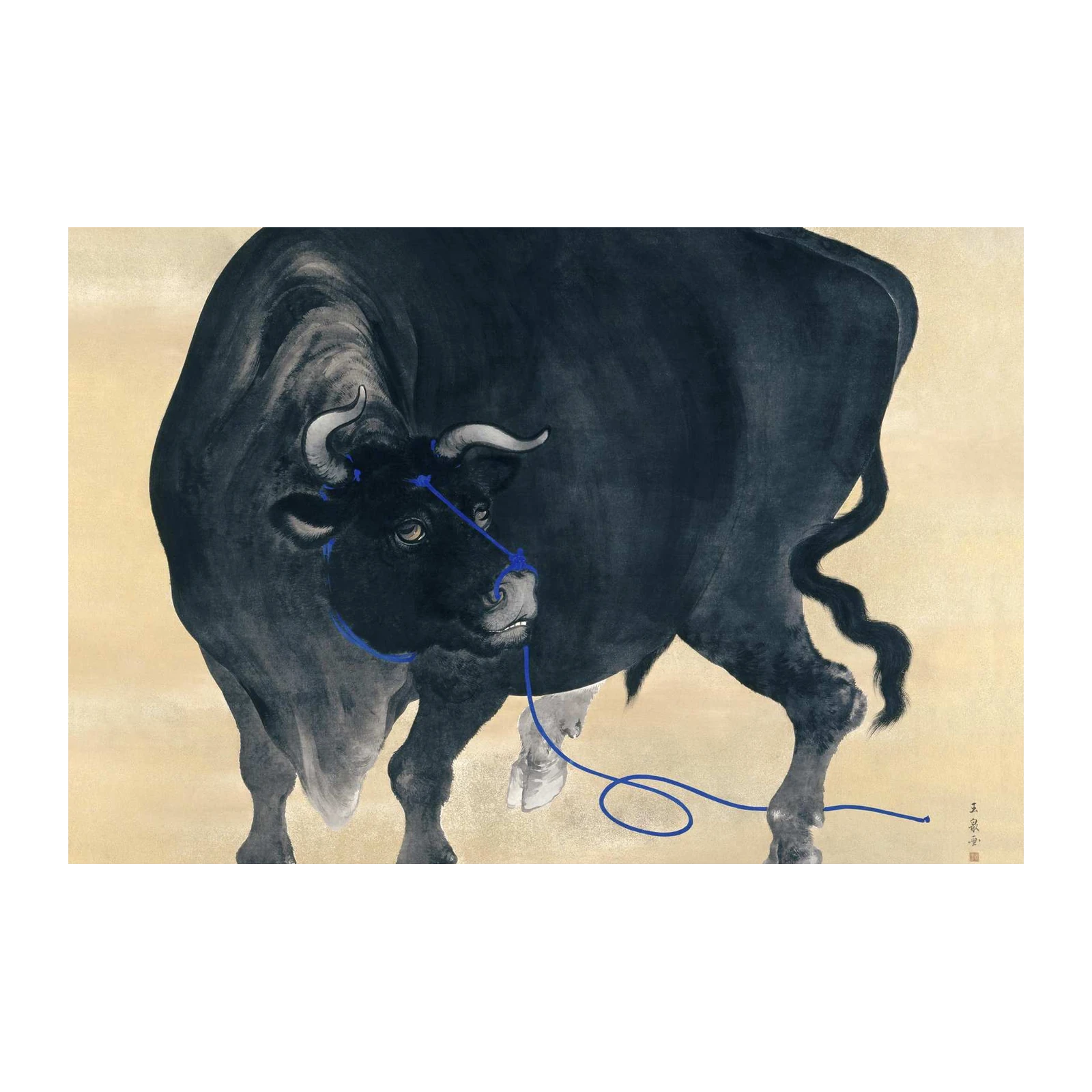 Majestic Black Bull Asian Art Wall Art