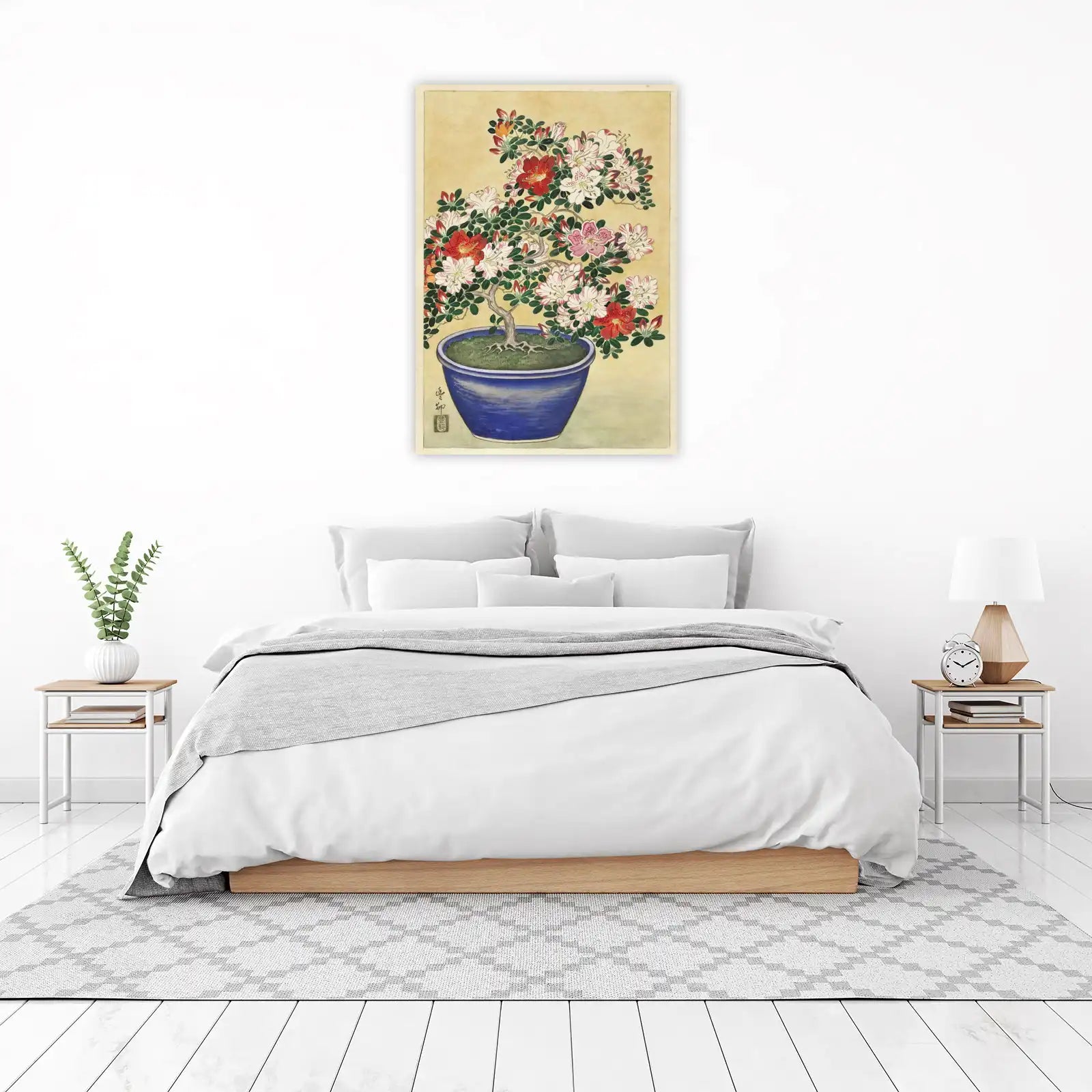 Vibrant Azalea Bonsai Japanese Art Wall Art