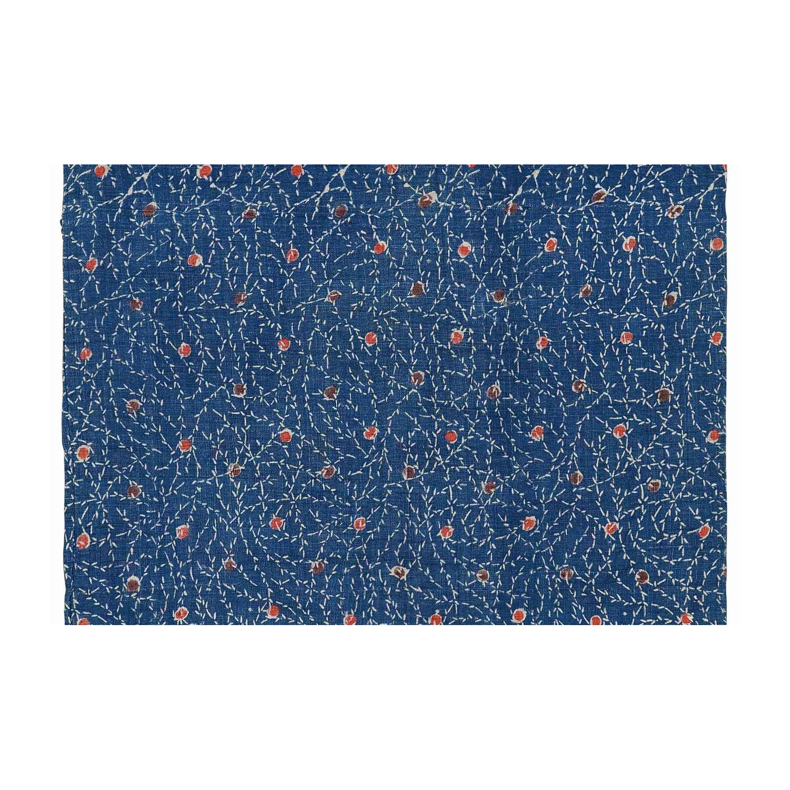 Indigo Floral Branch Red Berry Wall Art