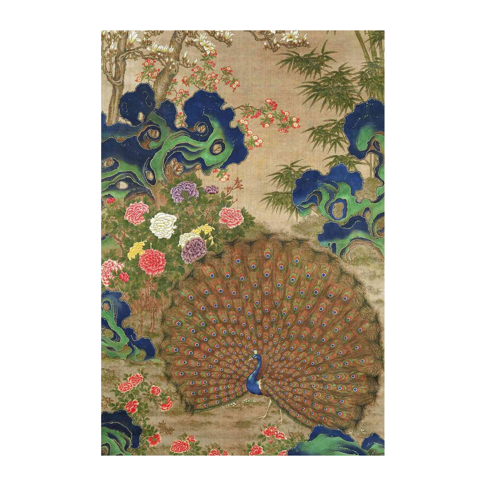 Elegant Peacock & Peony Floral Wall Art