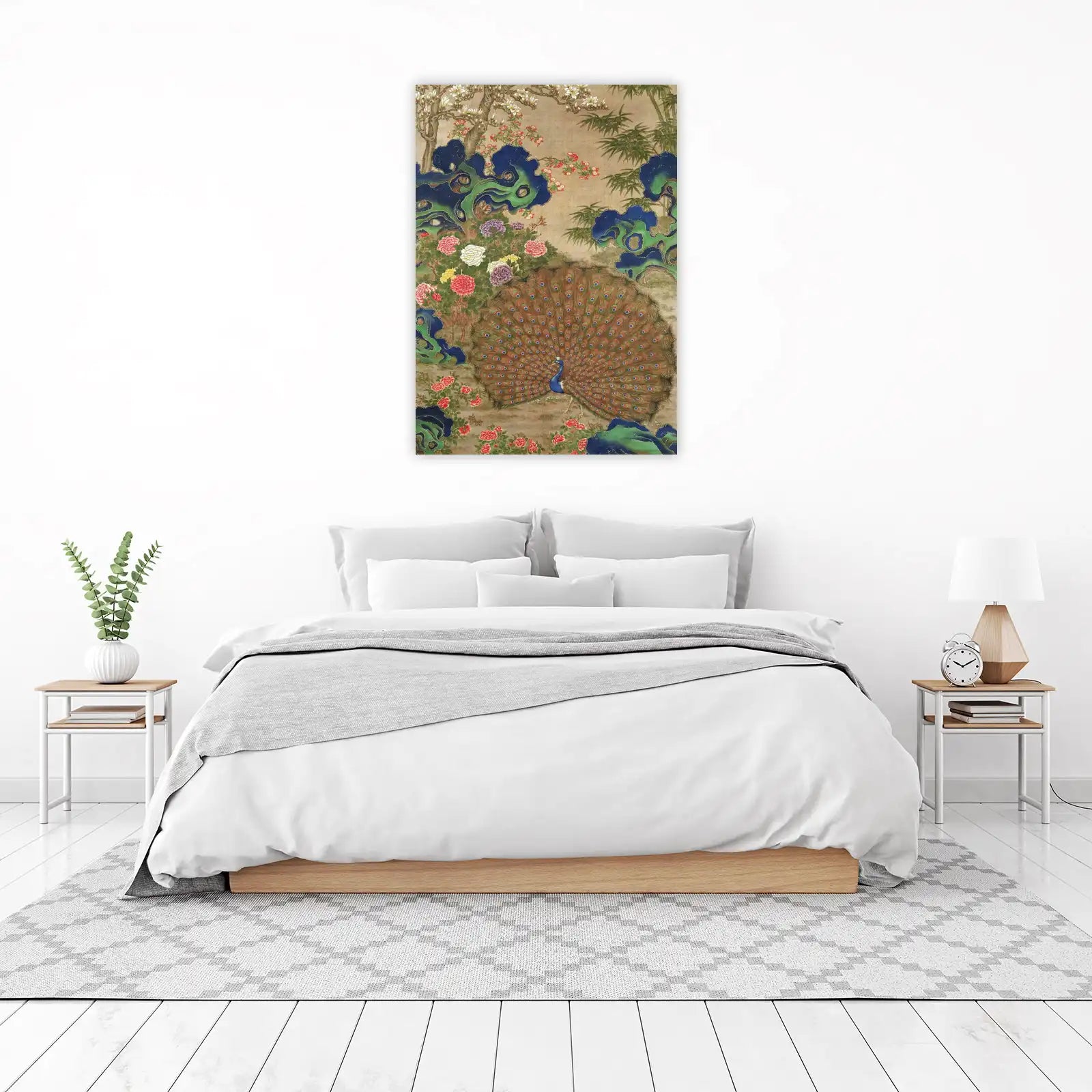 Elegant Peacock & Peony Floral Wall Art