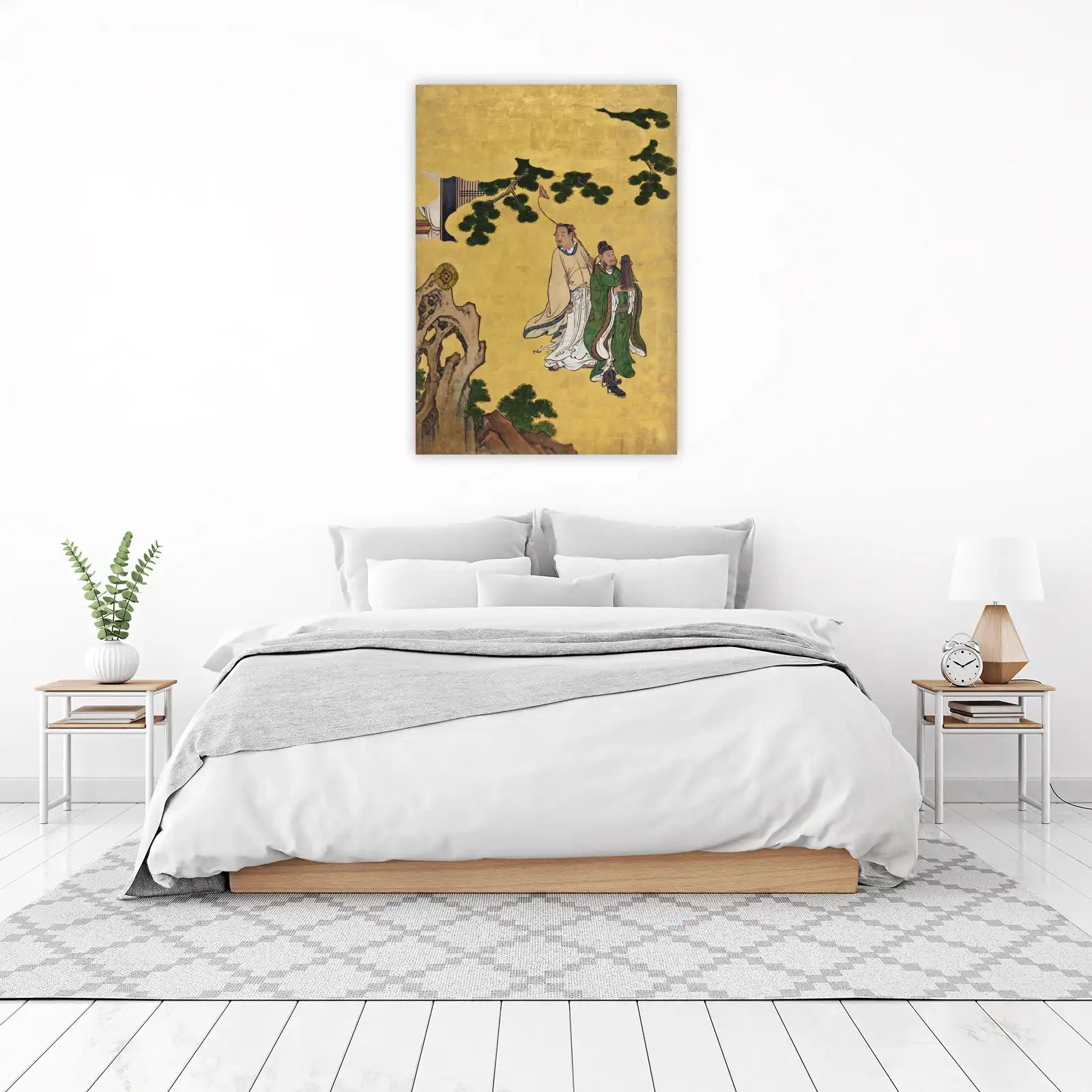 Zen Scholars Pine Tree Gold Leaf Wall Art