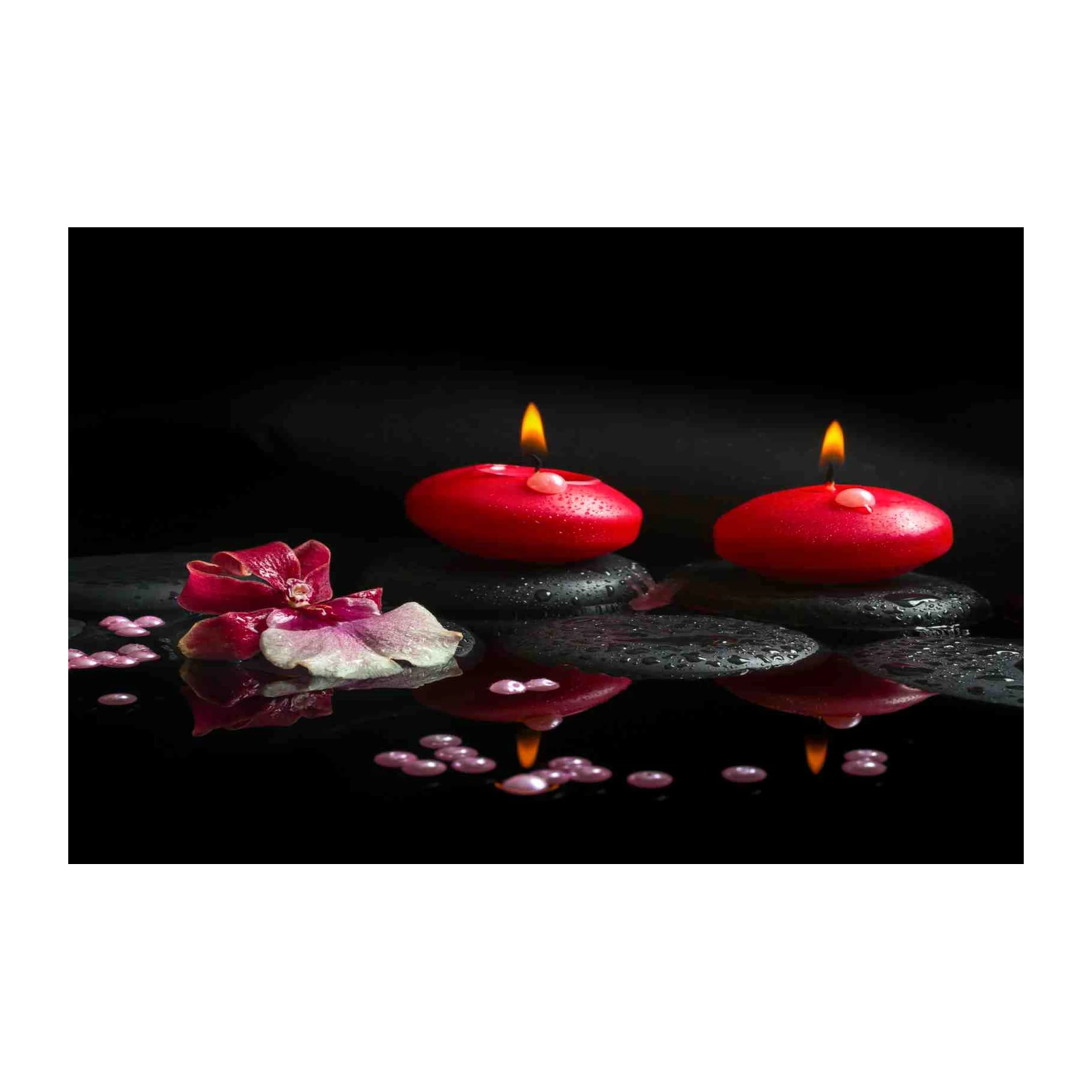Zen Spa Red Candles & Orchid Wall Art