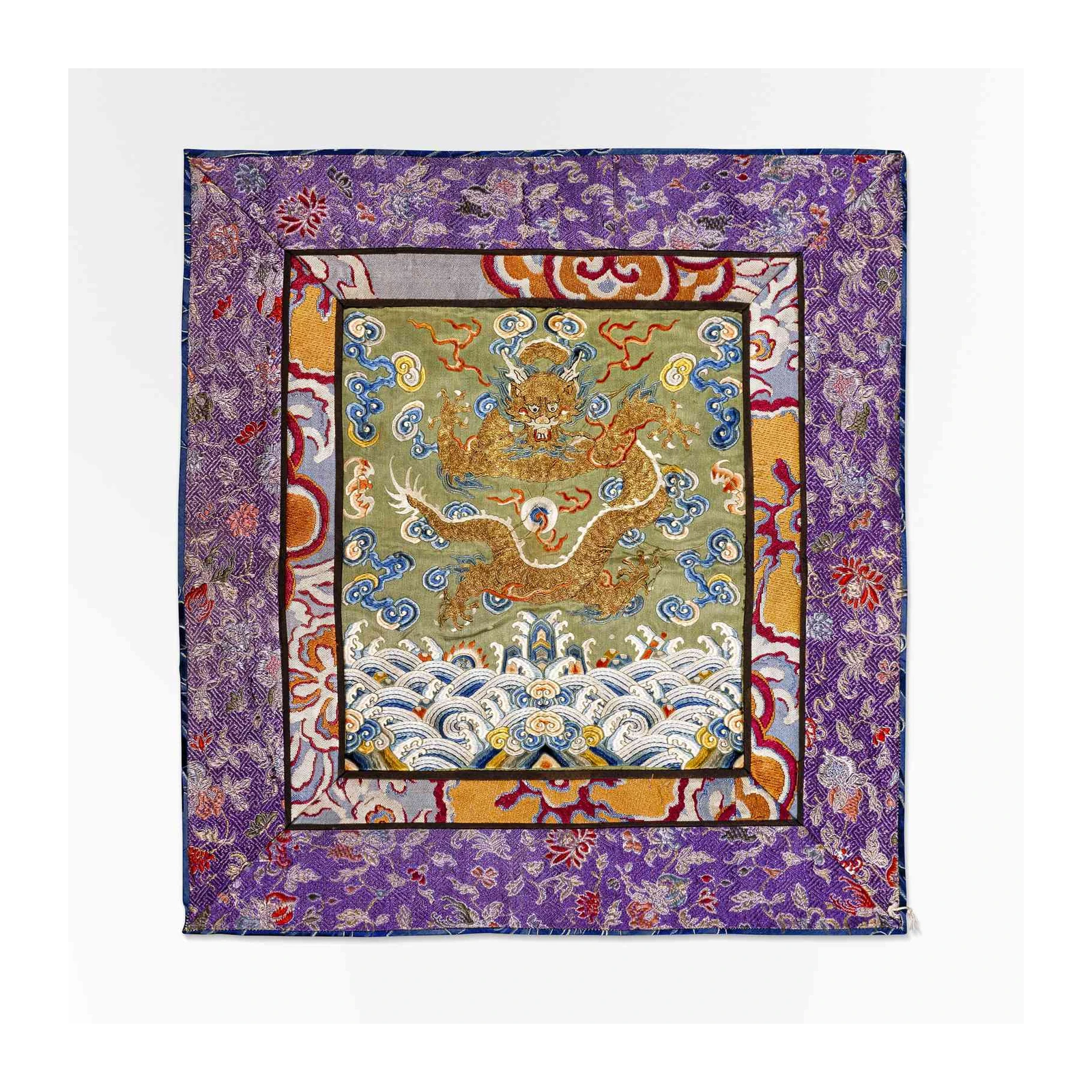 Golden Dragon Waves Silk Wall Art Wall Art