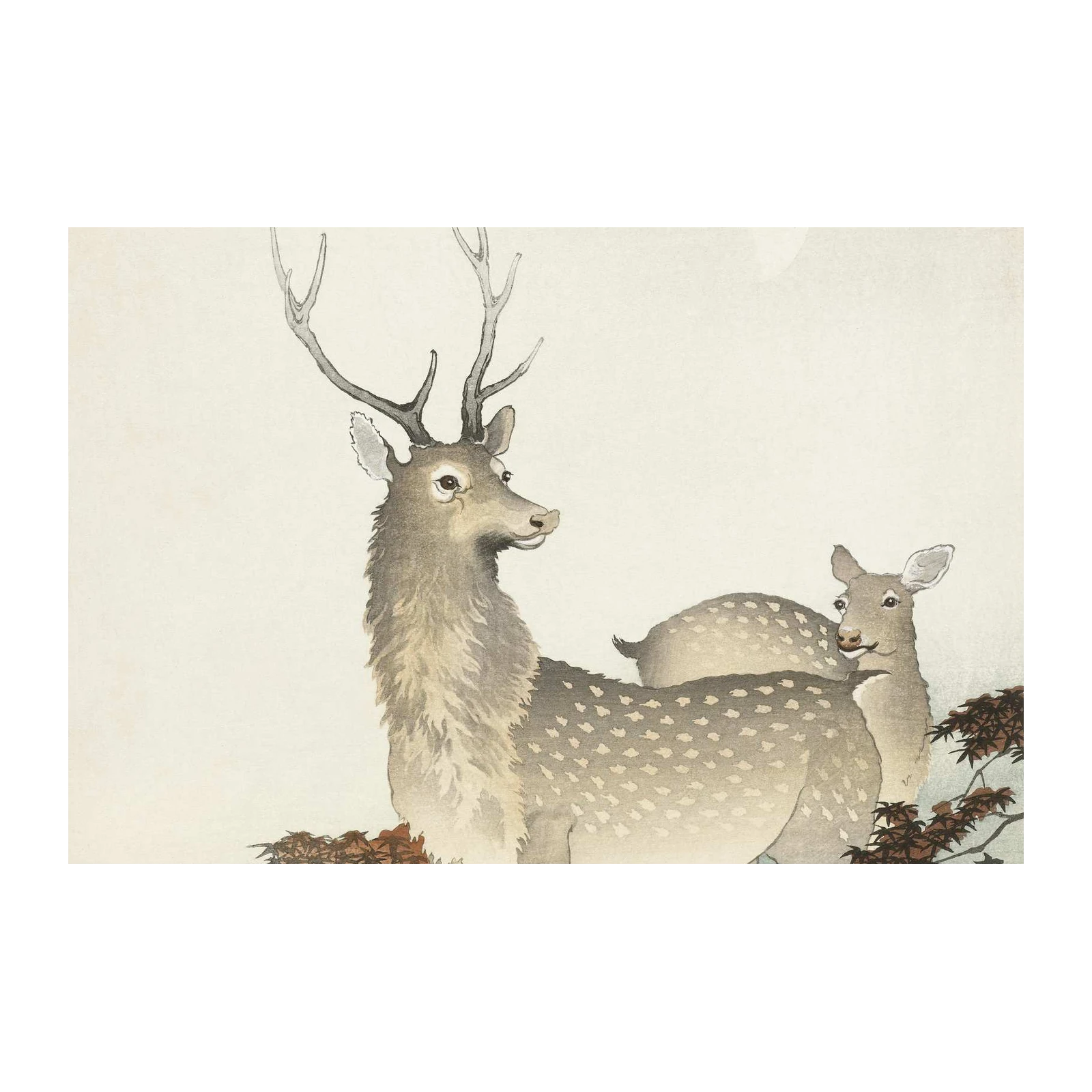 Majestic Deer Moonlit Autumn Forest Wall Art