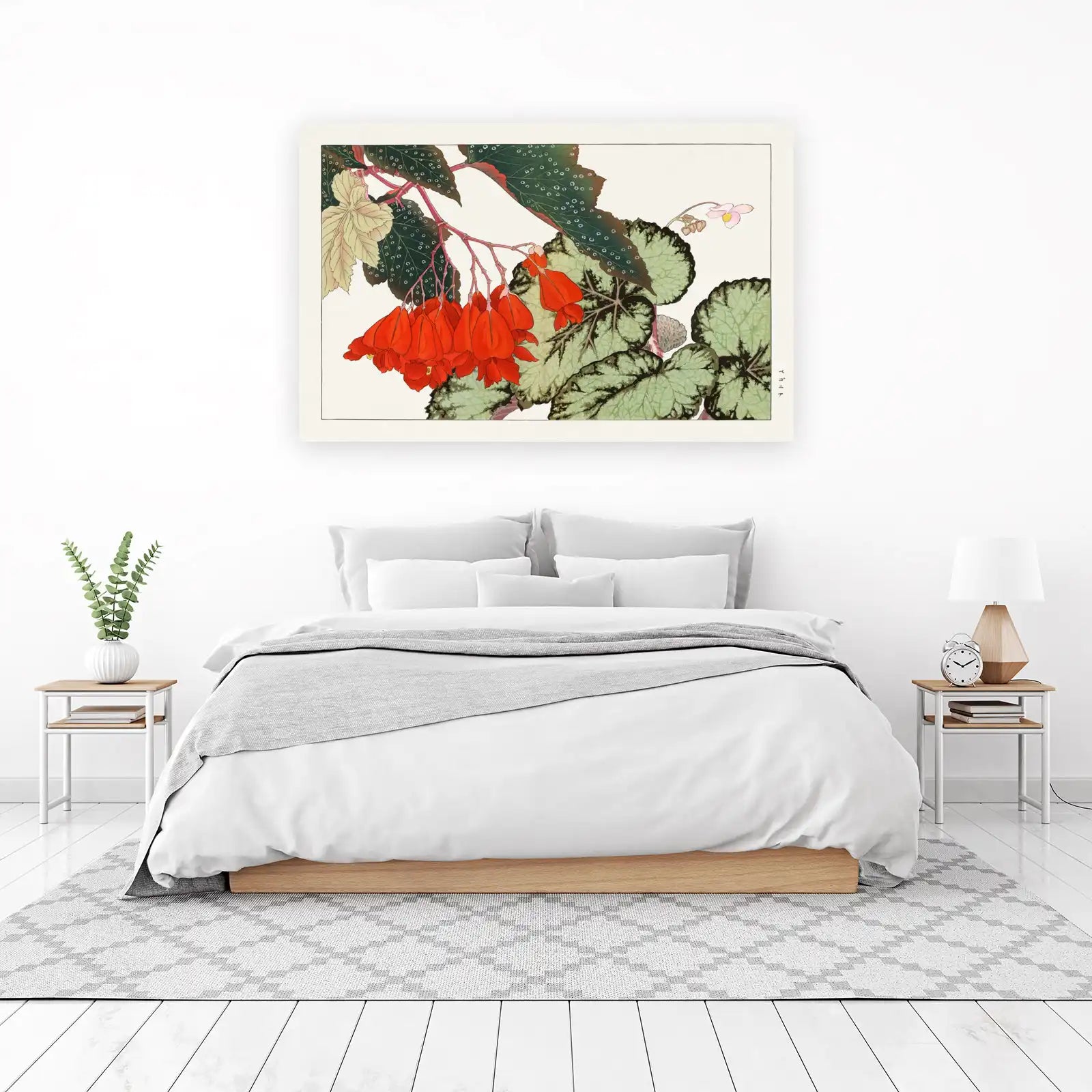 Vibrant Begonia Floral Japanese Art Wall Art