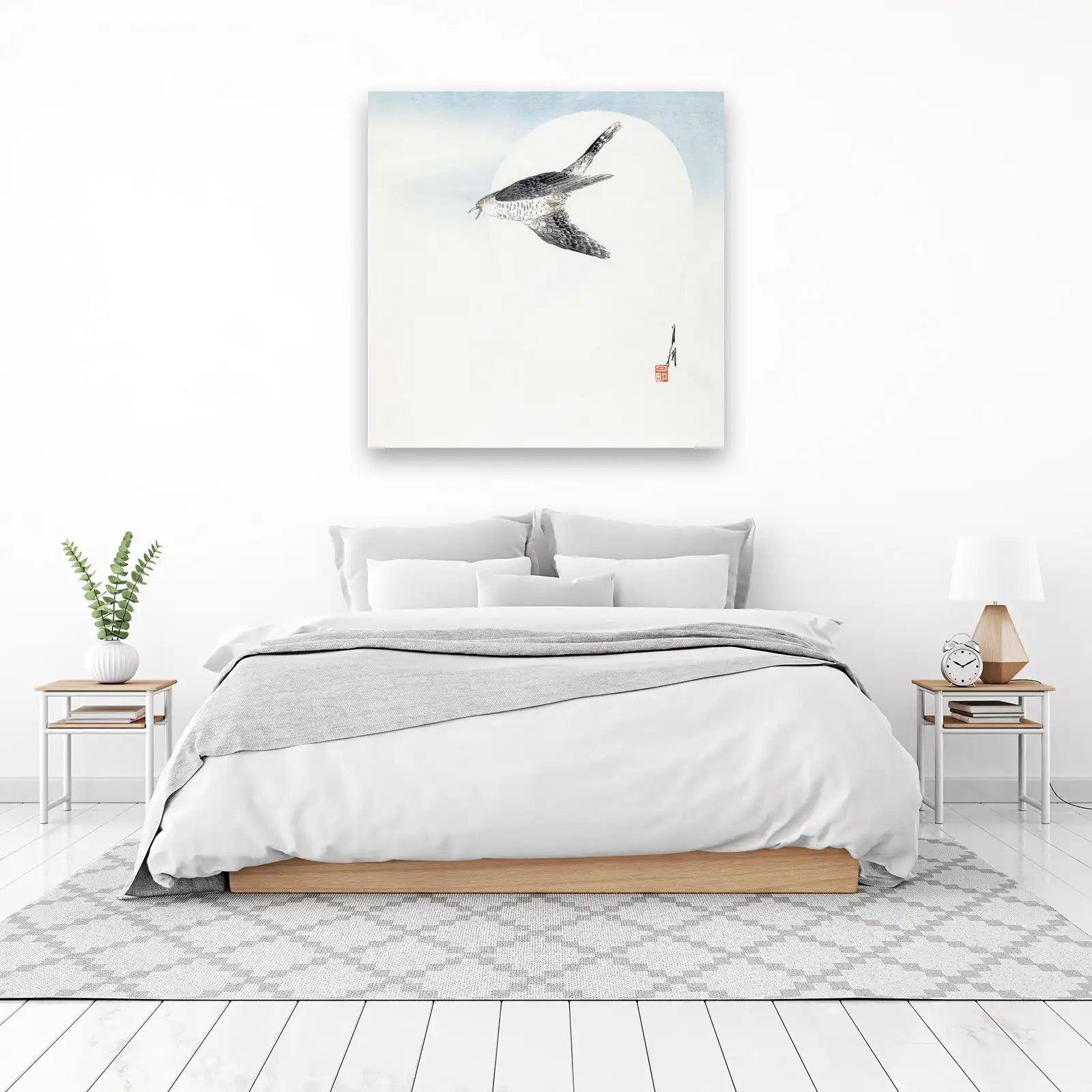 Serene Flight Bird Moon Art Wall Art