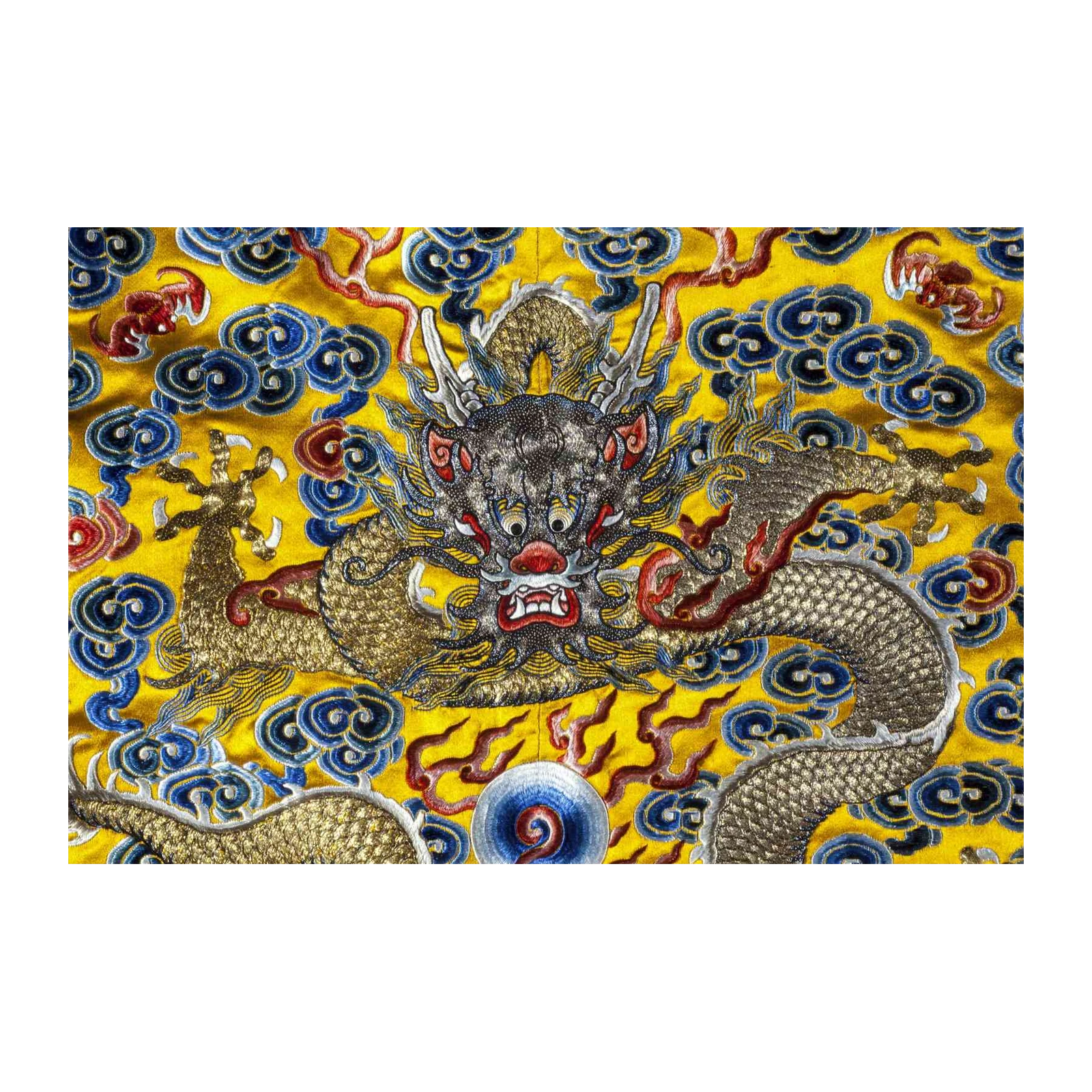 Imperial Dragon Embroidered Silk Wall Art