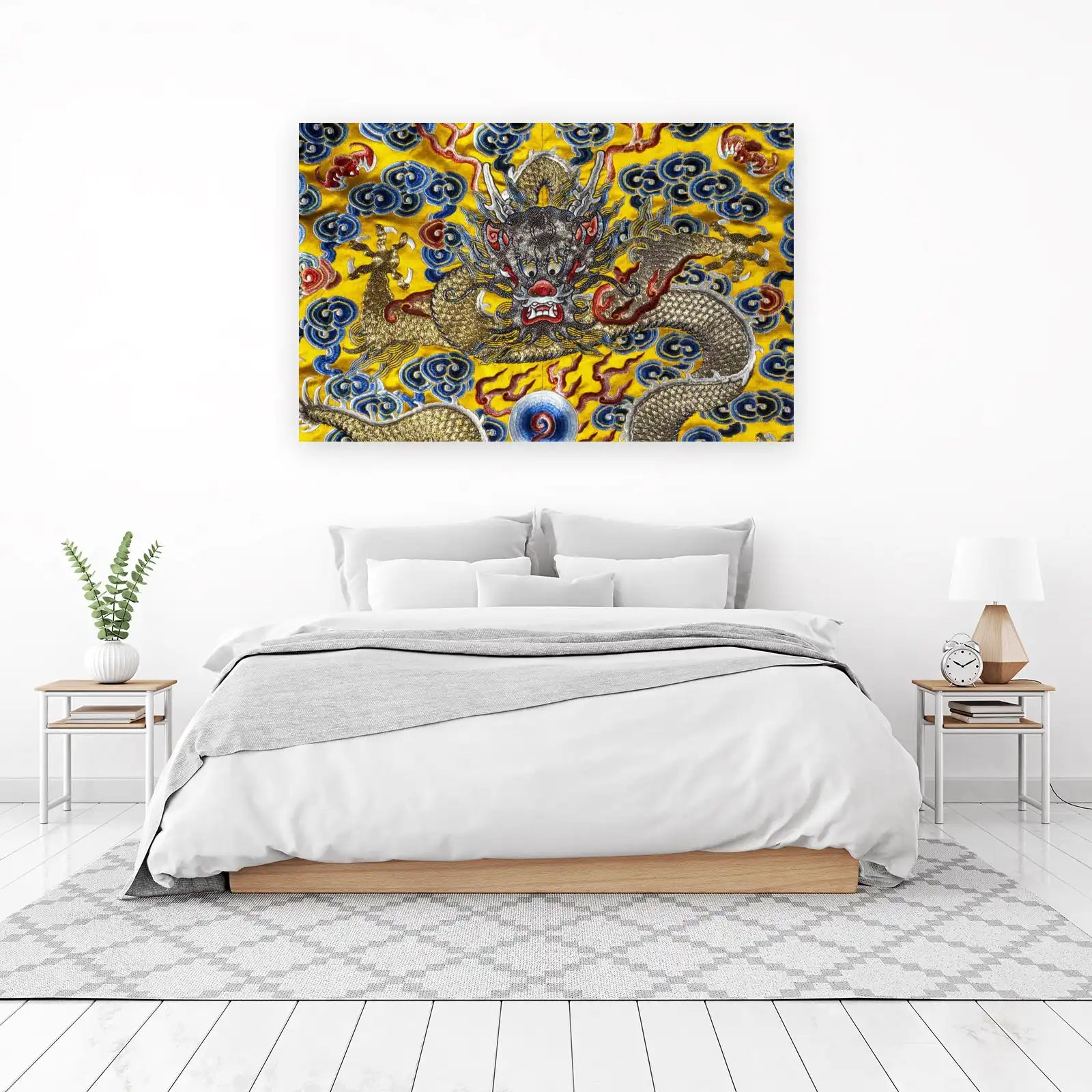 Imperial Dragon Embroidered Silk Wall Art