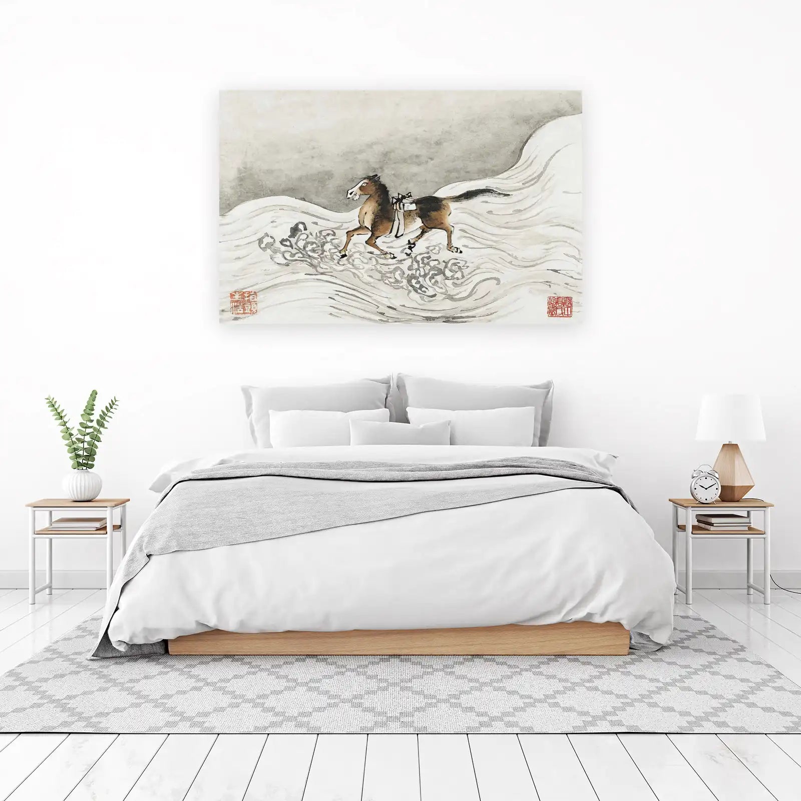 Majestic Horse Through Waves Wall Art