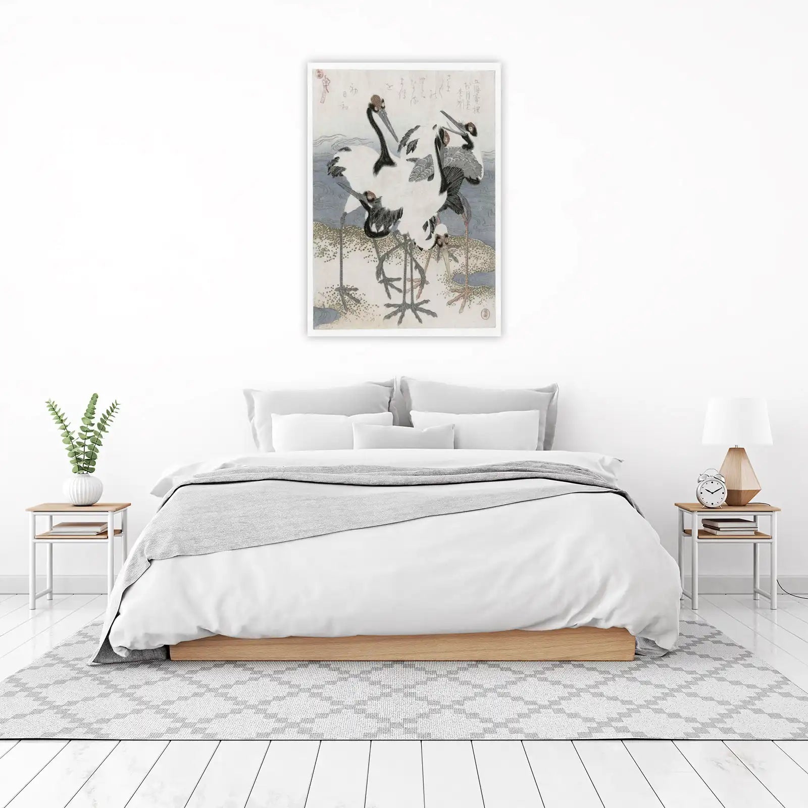 Elegant Crane Gathering Wall Art - Japanese Art