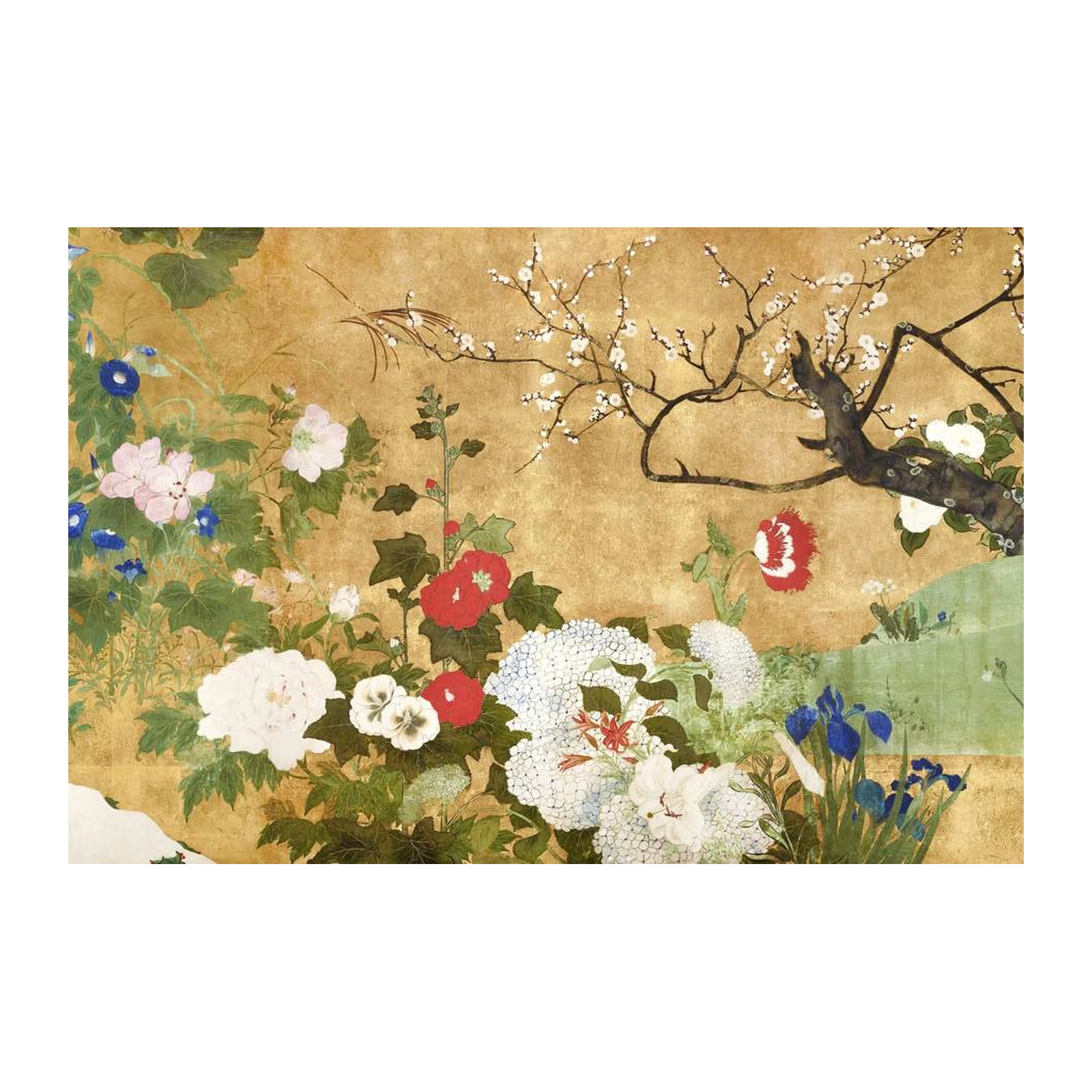Vibrant Floral Landscape Japanese Art Wall Art