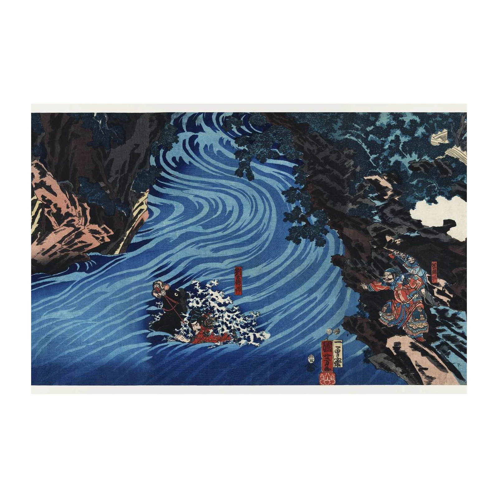 Ukiyo-e Warrior River Battle Wall Art
