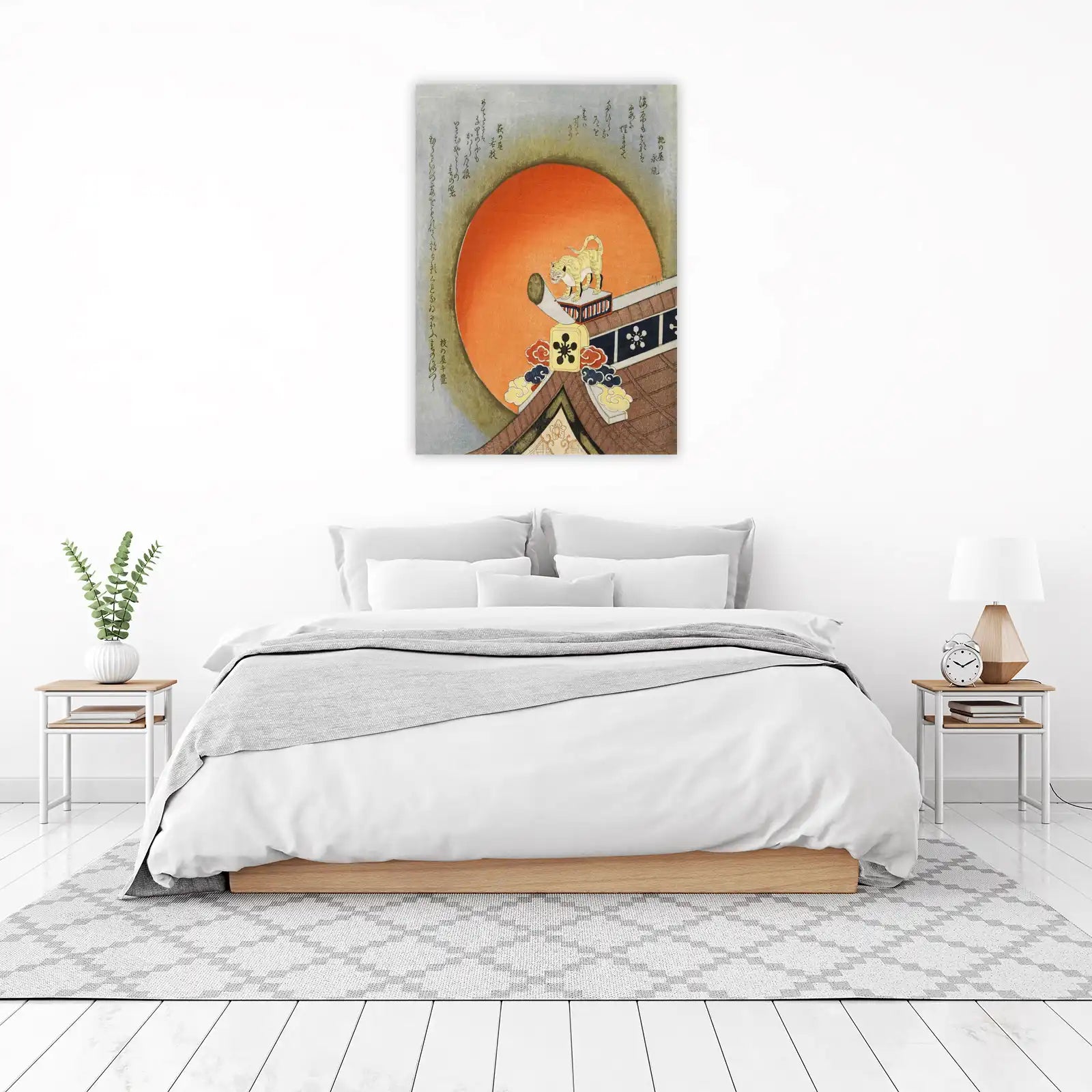 Majestic Tiger Under Orange Moon Wall Art