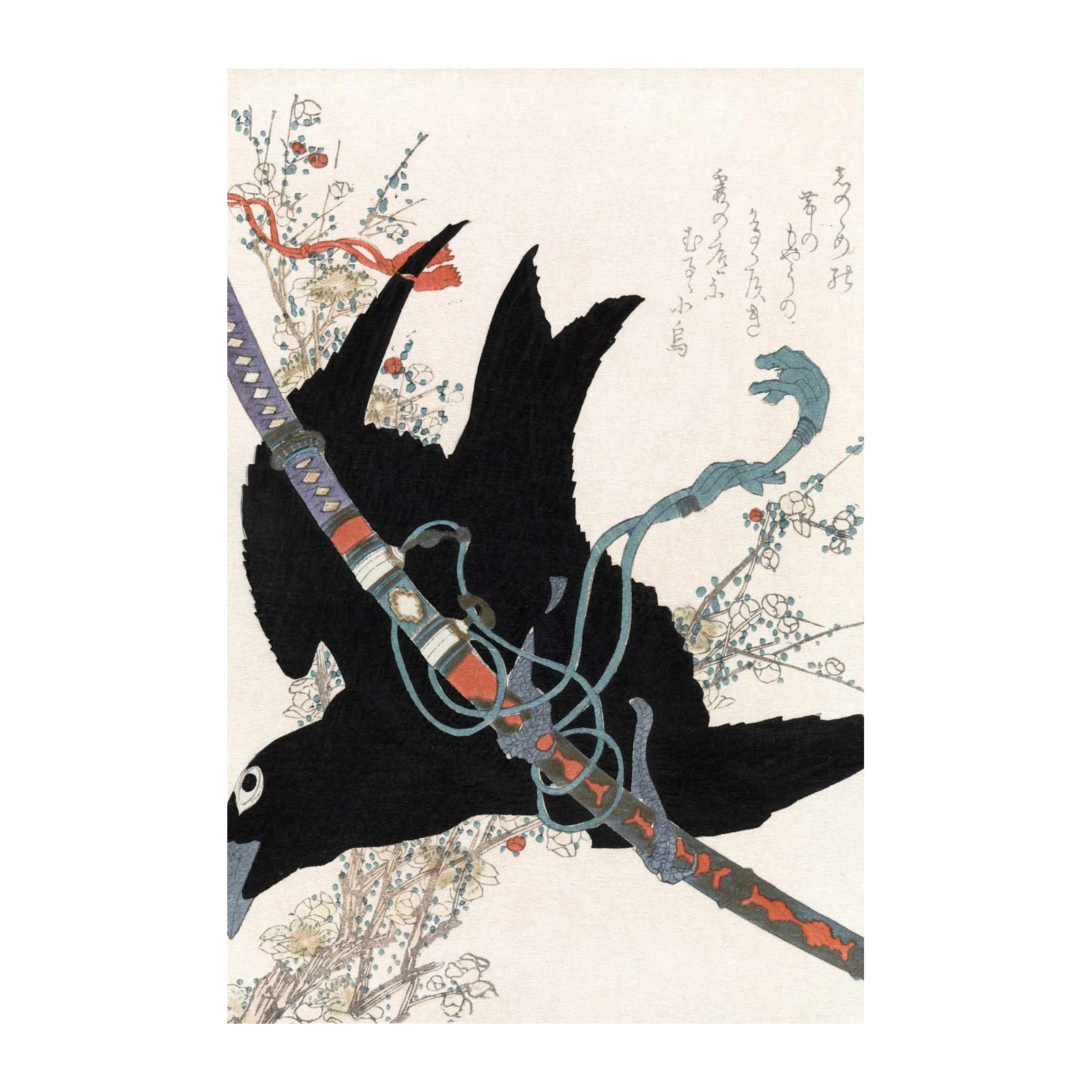 Samurai Crow & Katana Japanese Art Wall Art