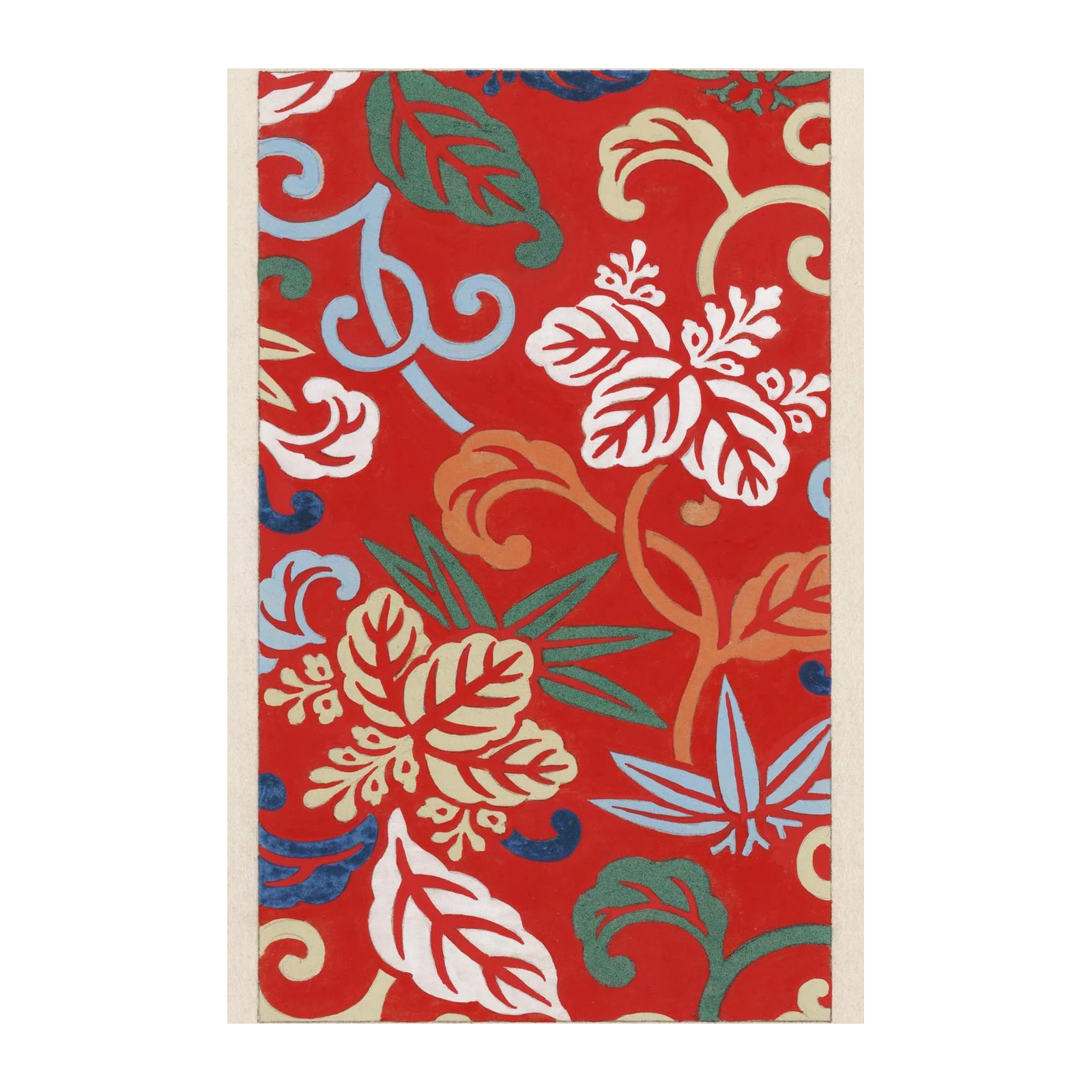 Vibrant Floral Red Japanese Art Wall Art