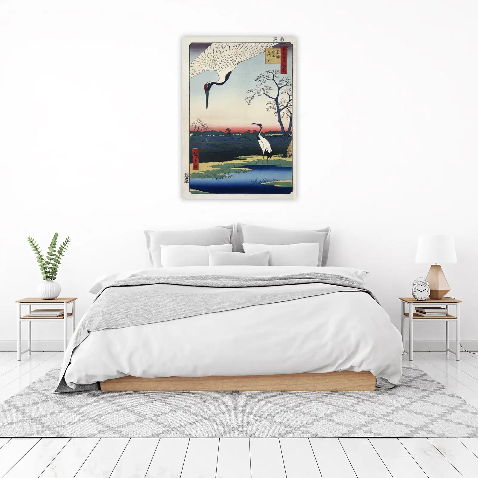 Elegant Cranes Japanese Ukiyo-e Wall Art