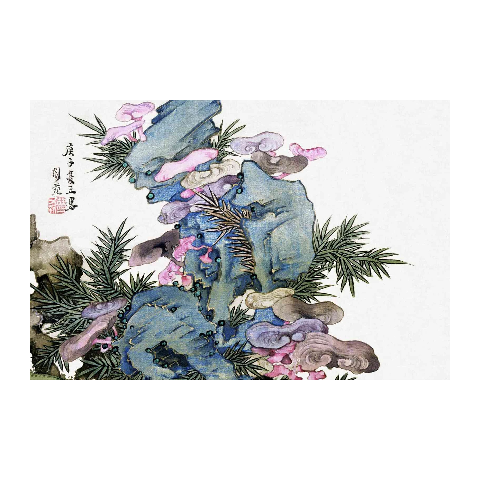 Serene Mountain Flora Wall Art
