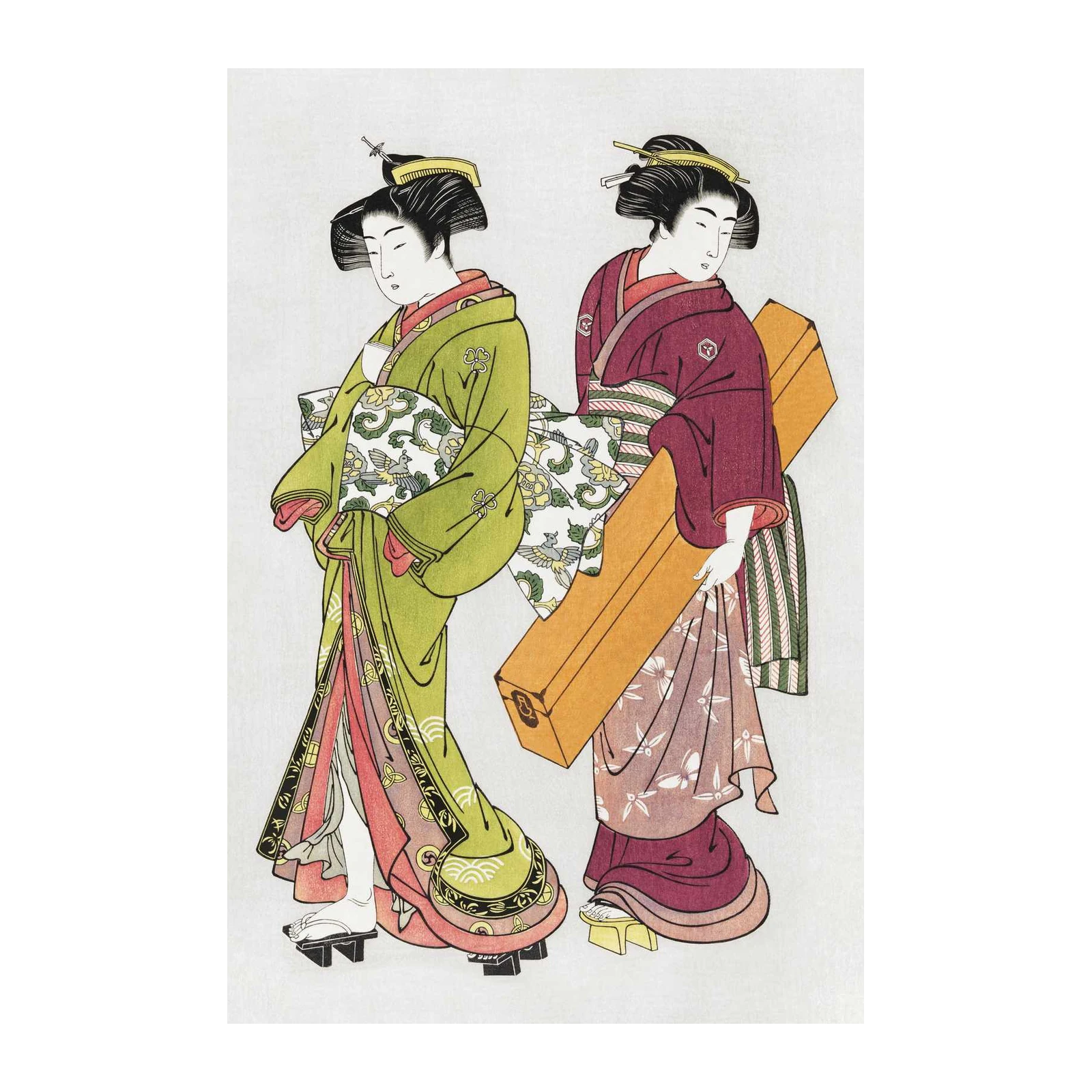 Elegant Geisha Duo with Gift Wall Art