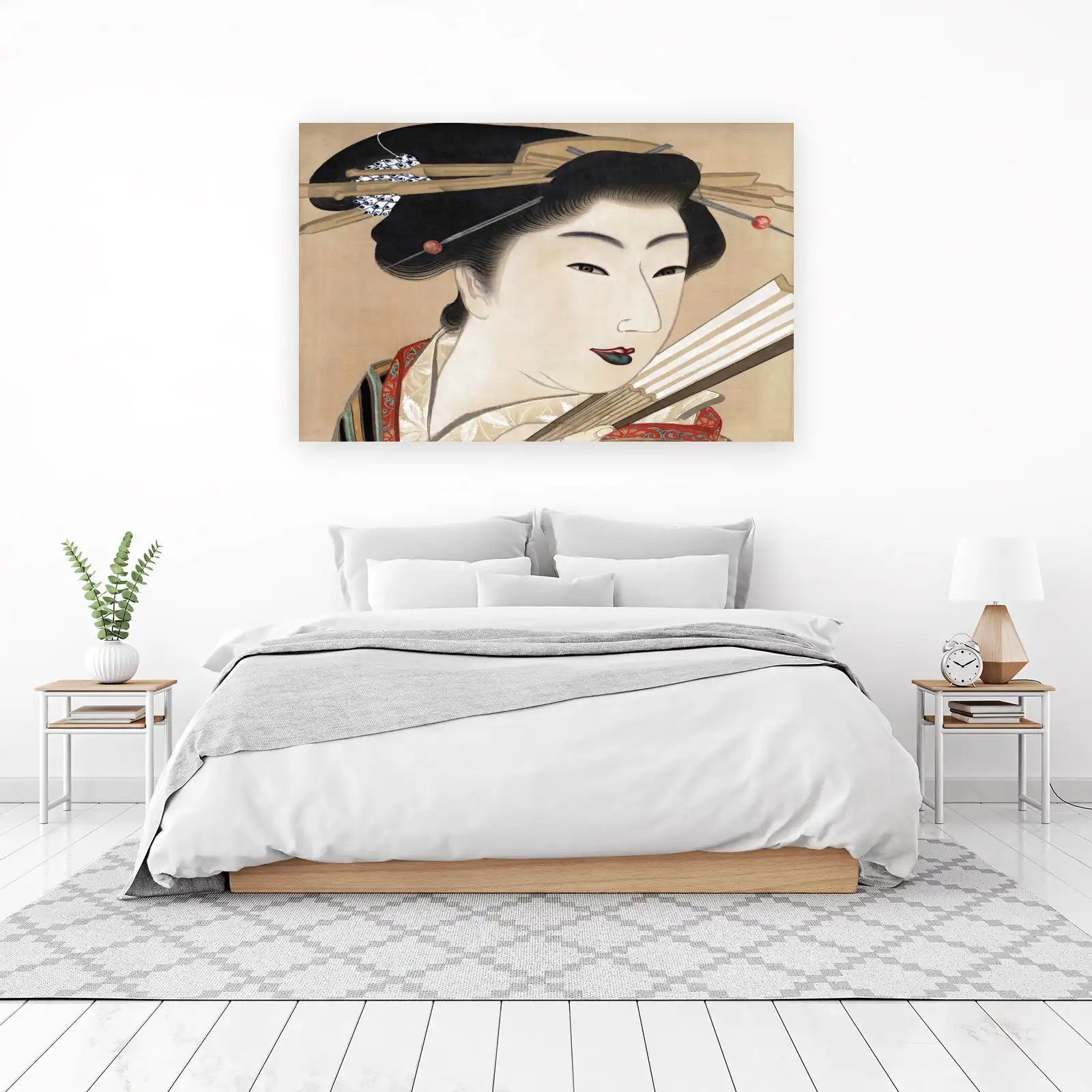 Elegant Geisha Fan Japanese Art Wall Art