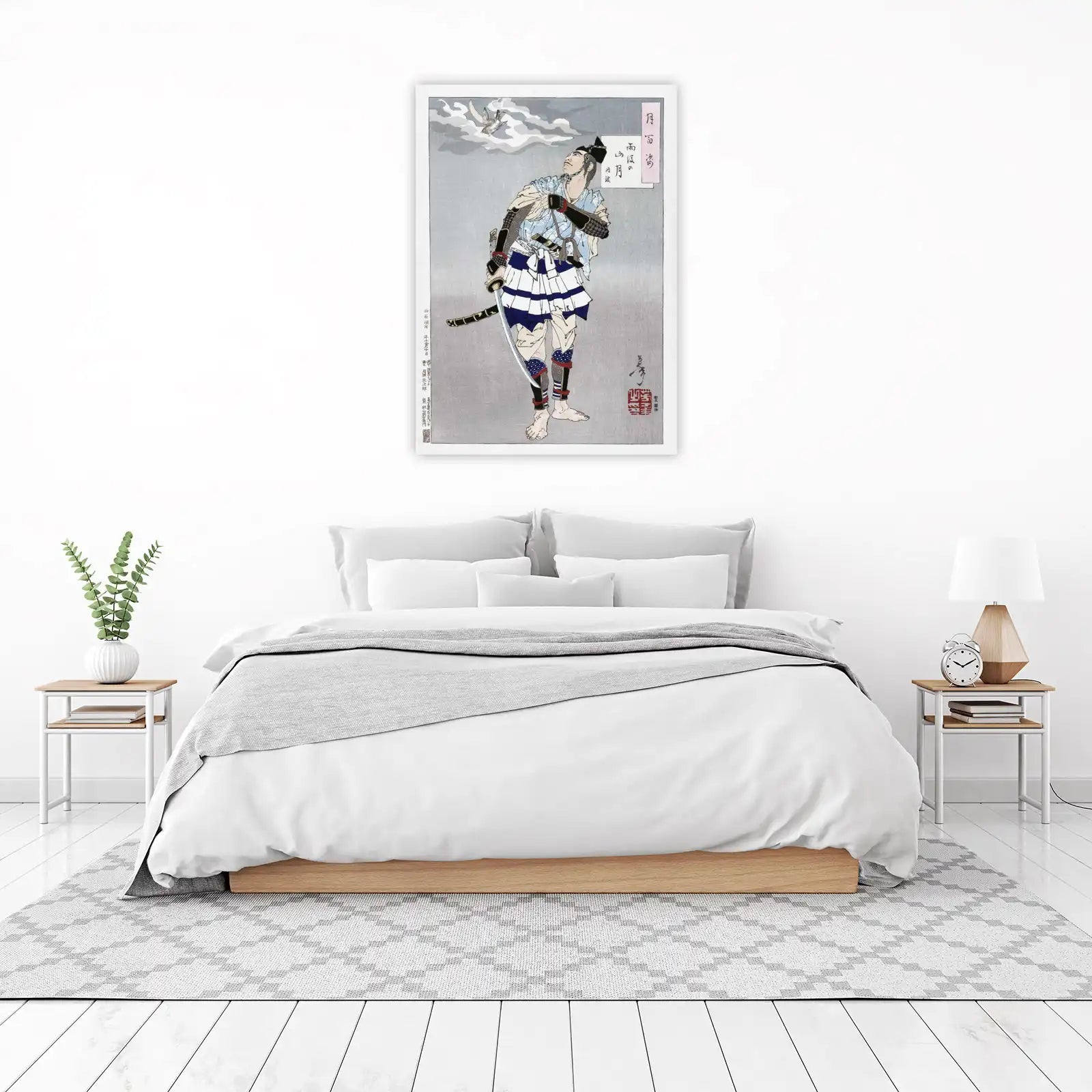 Samurai Warrior Under Moonlit Sky Wall Art