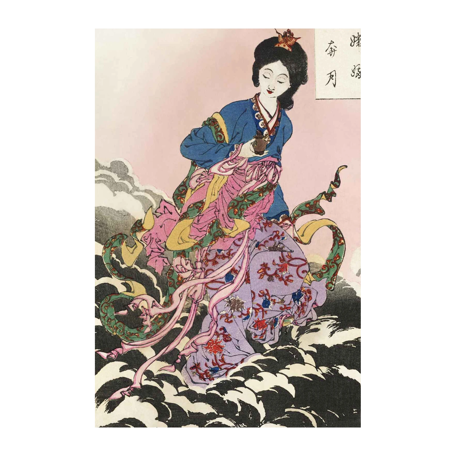Elegant Japanese Woman Floating Wall Art