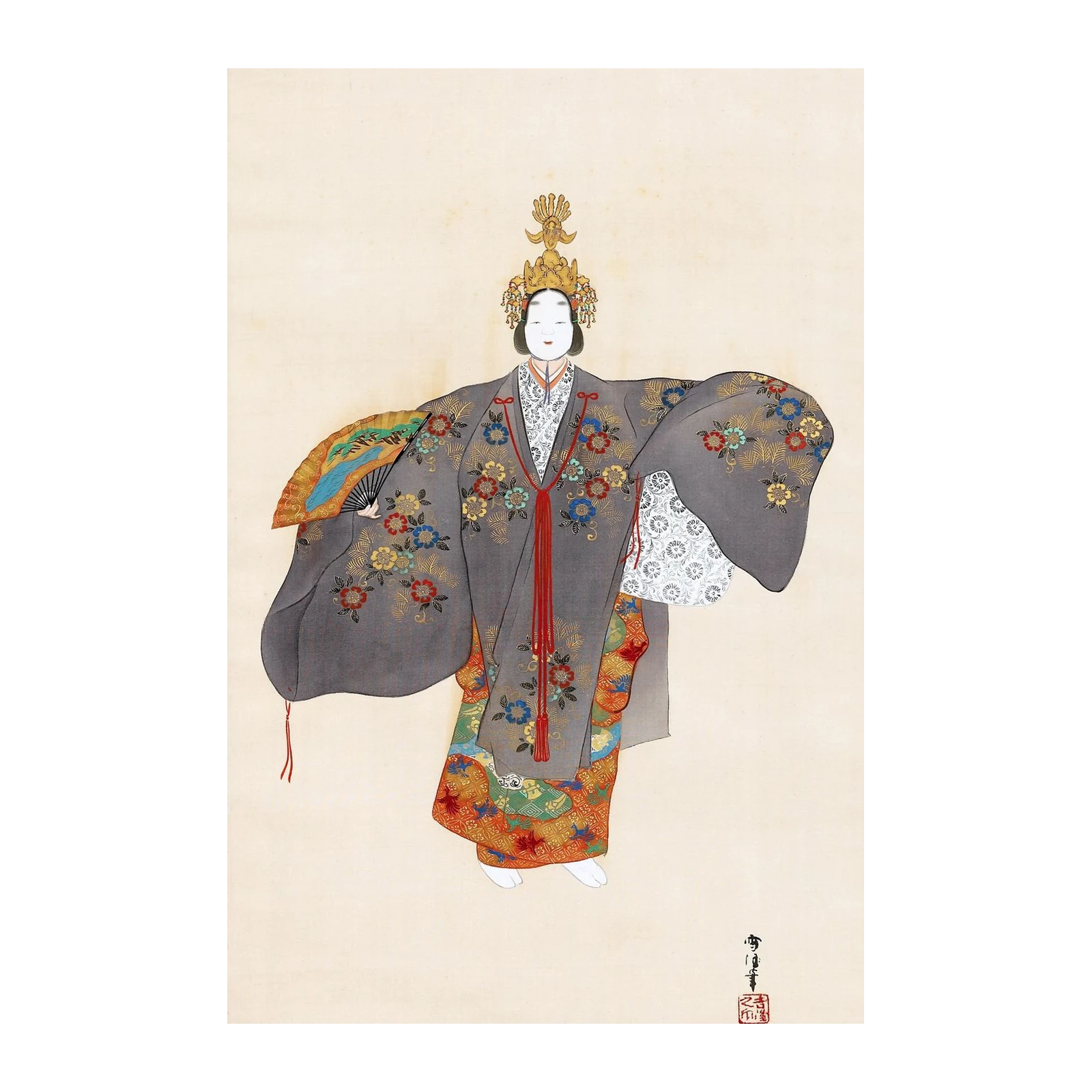 Elegant Geisha Kimono Art Wall Art