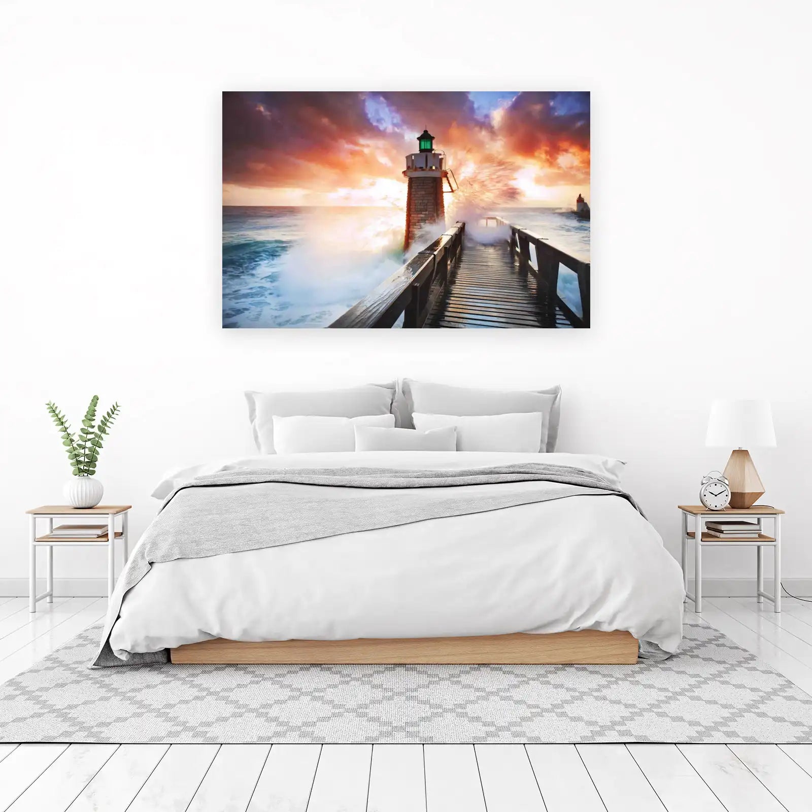 Stormy Lighthouse Seascape Wall Art