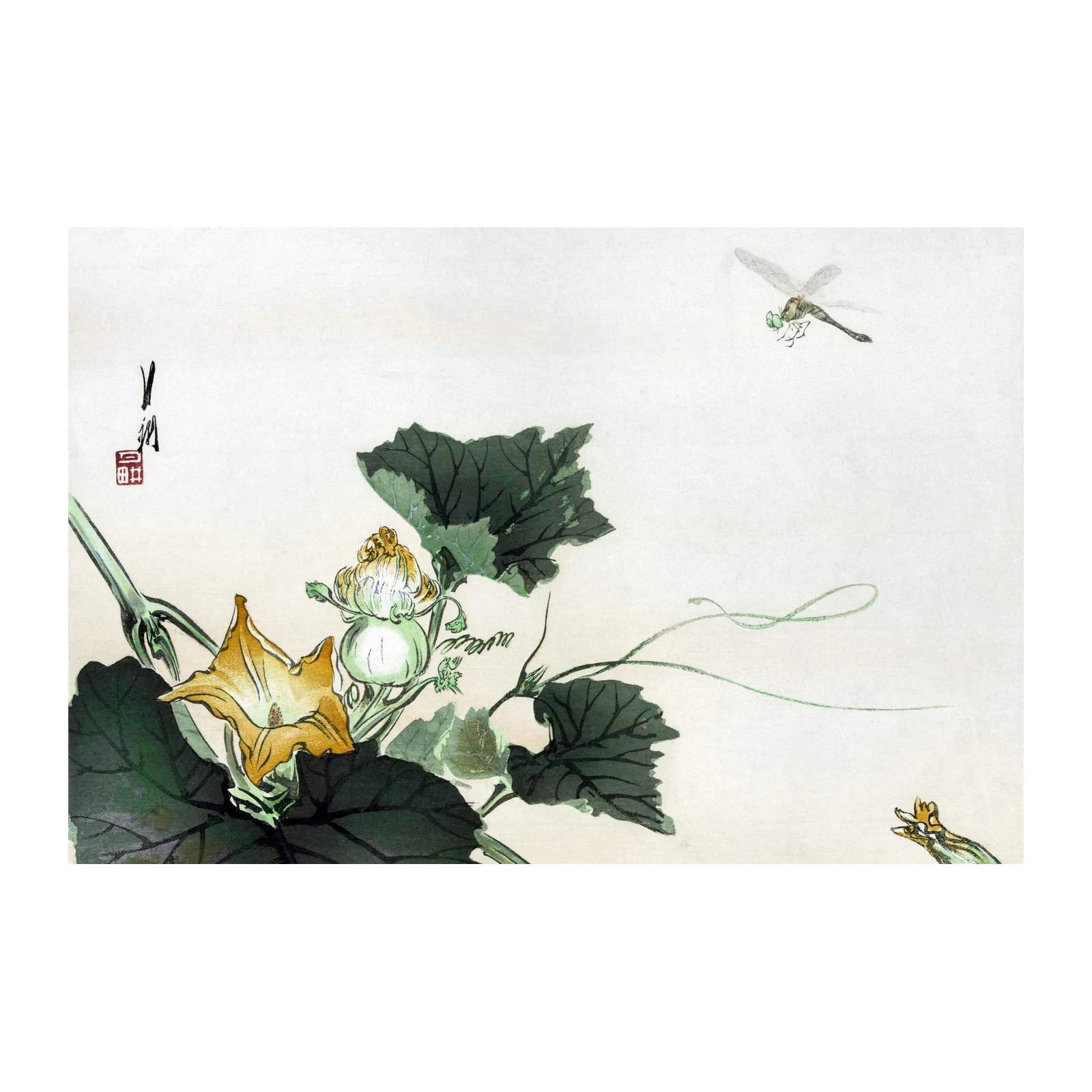 Oriental Dragonfly & Squash Blossom Wall Art