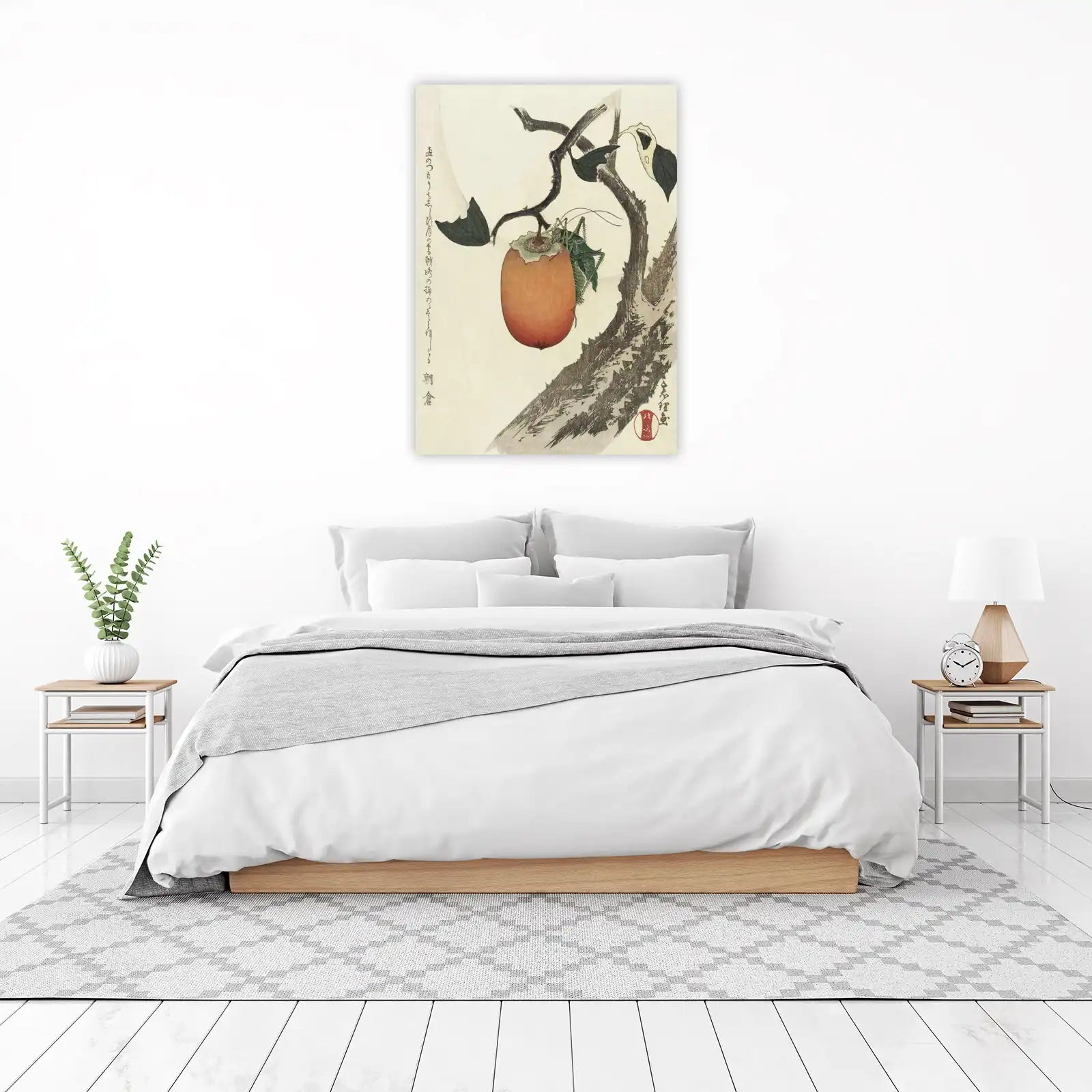 Japanese Grasshopper & Persimmon Wall Art