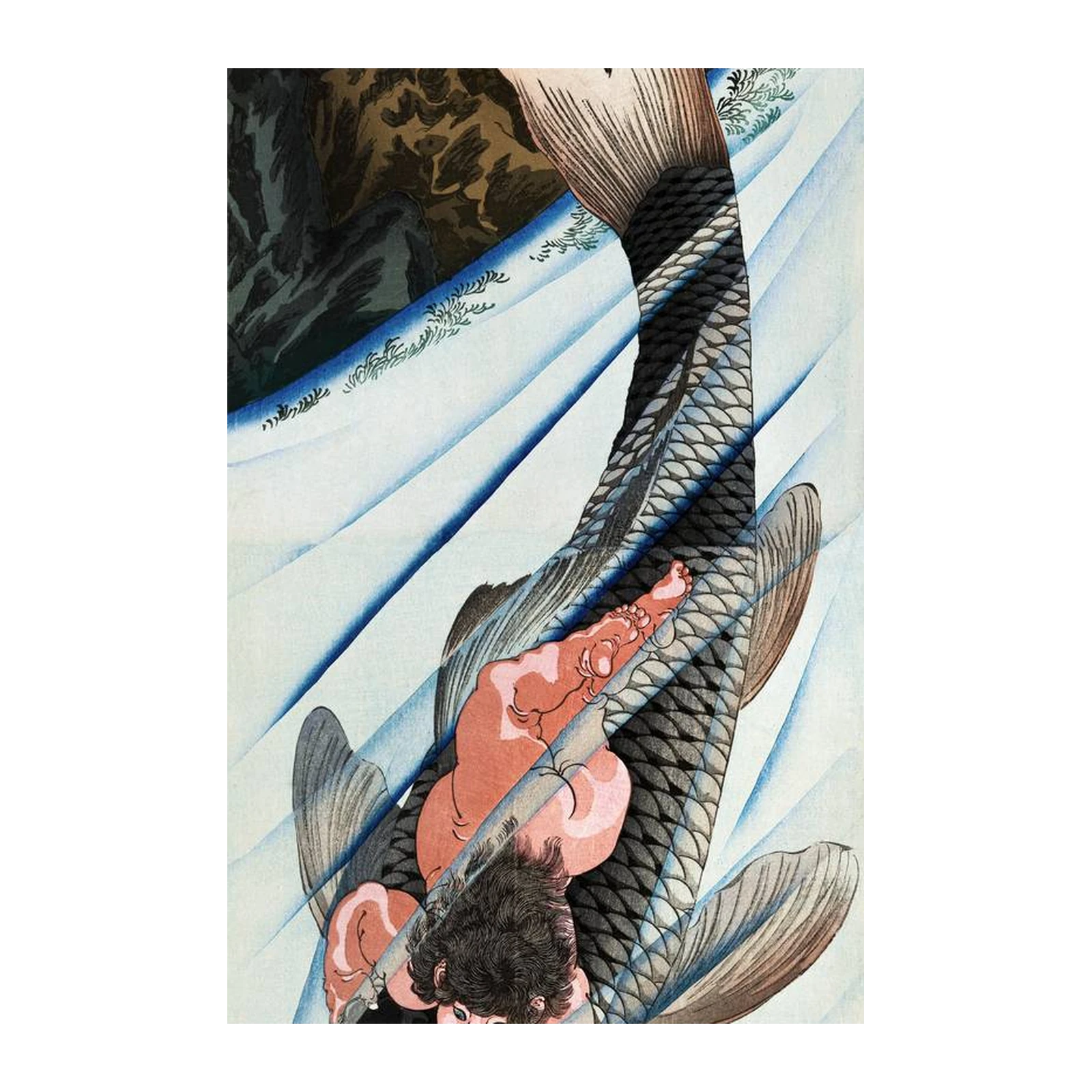 Japanese Mythic Koi & Child Wall Art