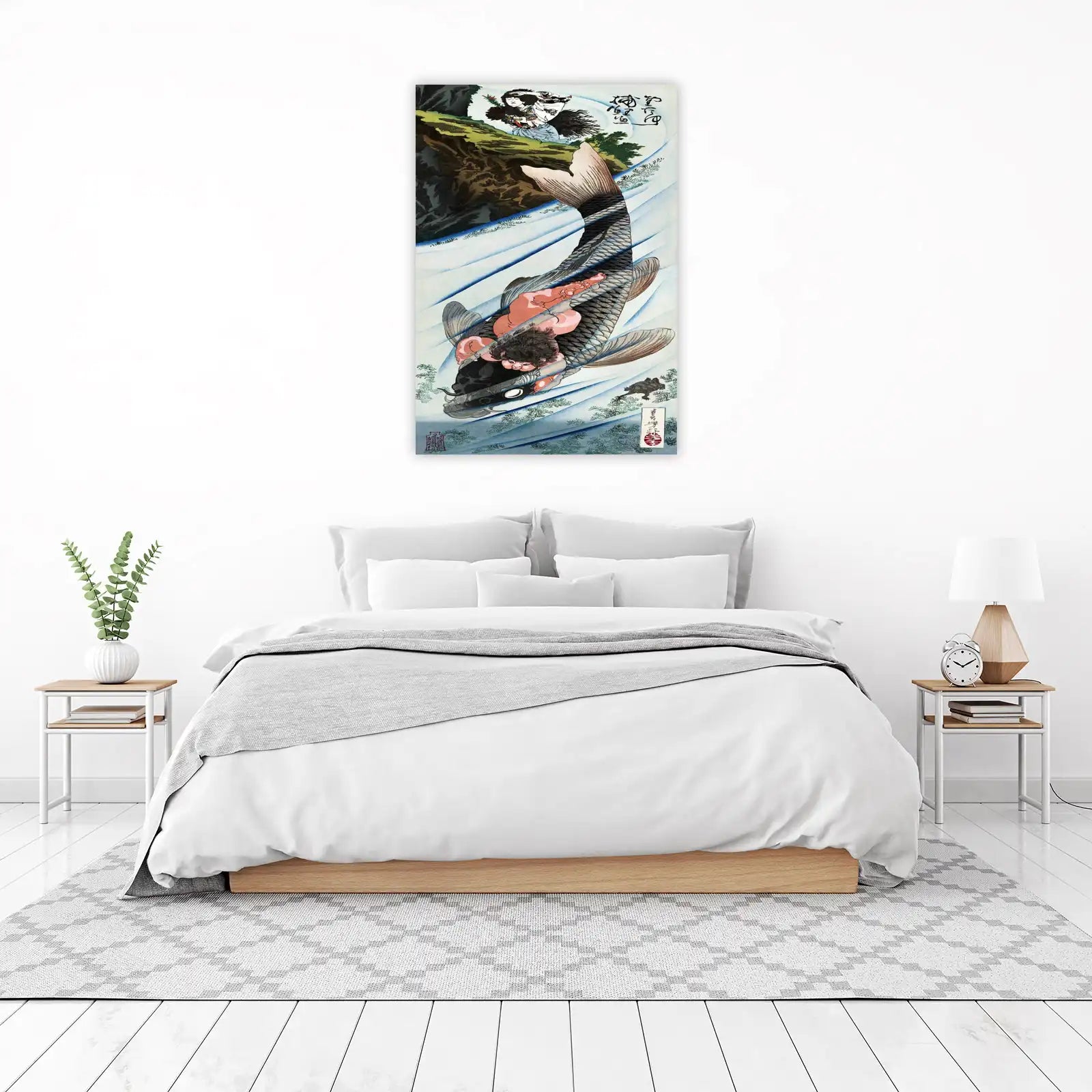 Japanese Mythic Koi & Child Wall Art