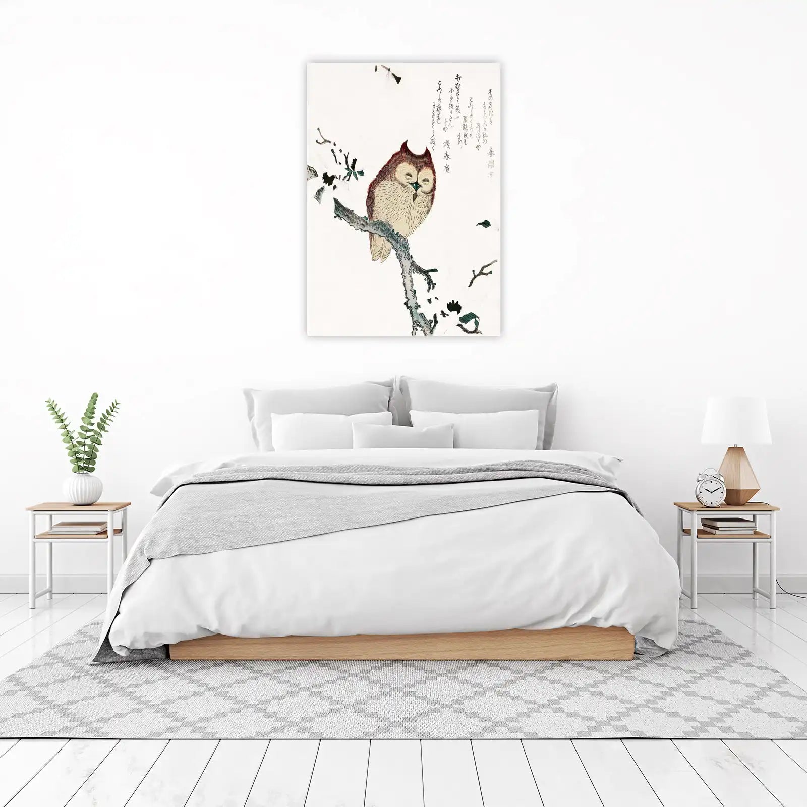 Serene Owl Zen Garden Wall Art