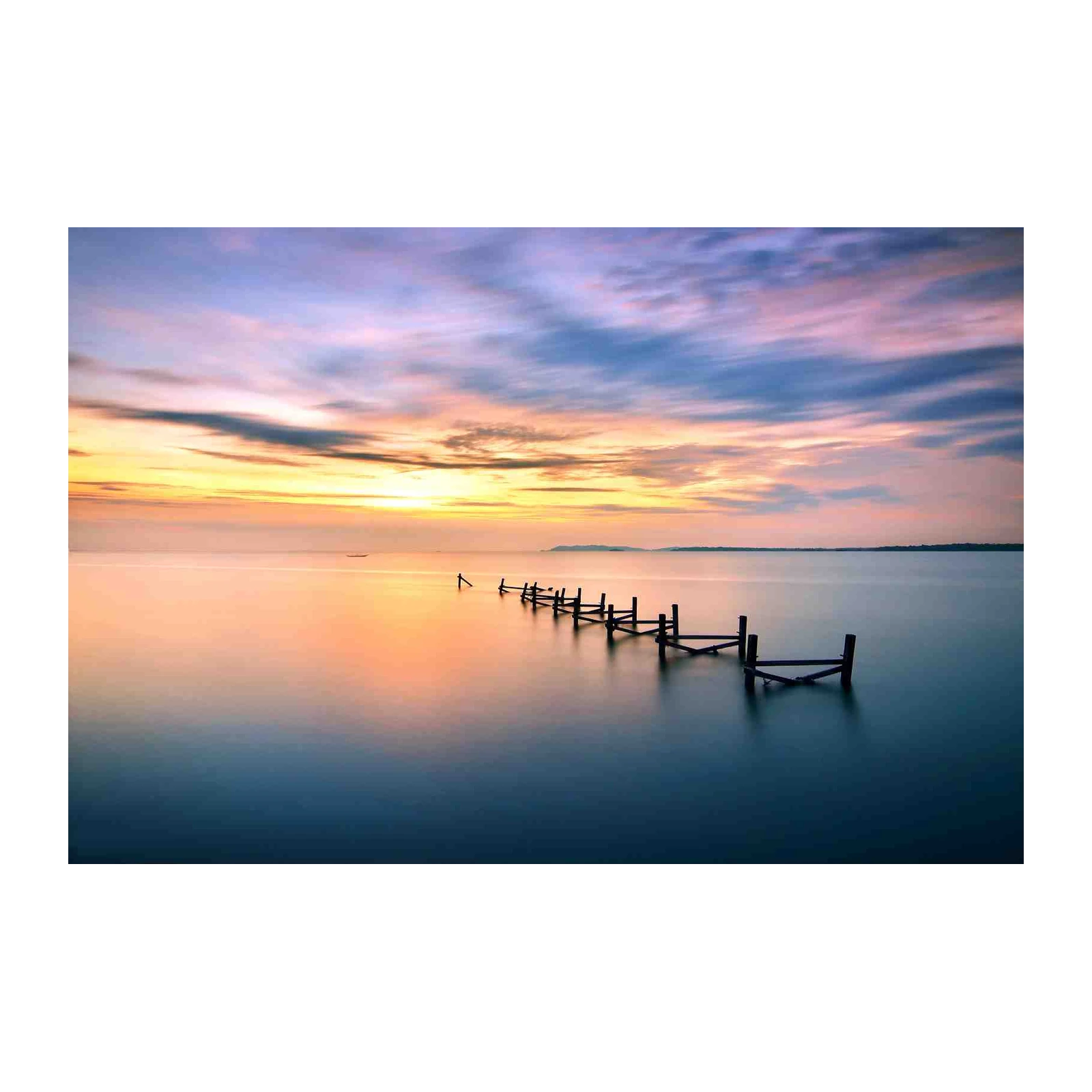 Serene Sunset Pier Minimalist Wall Art