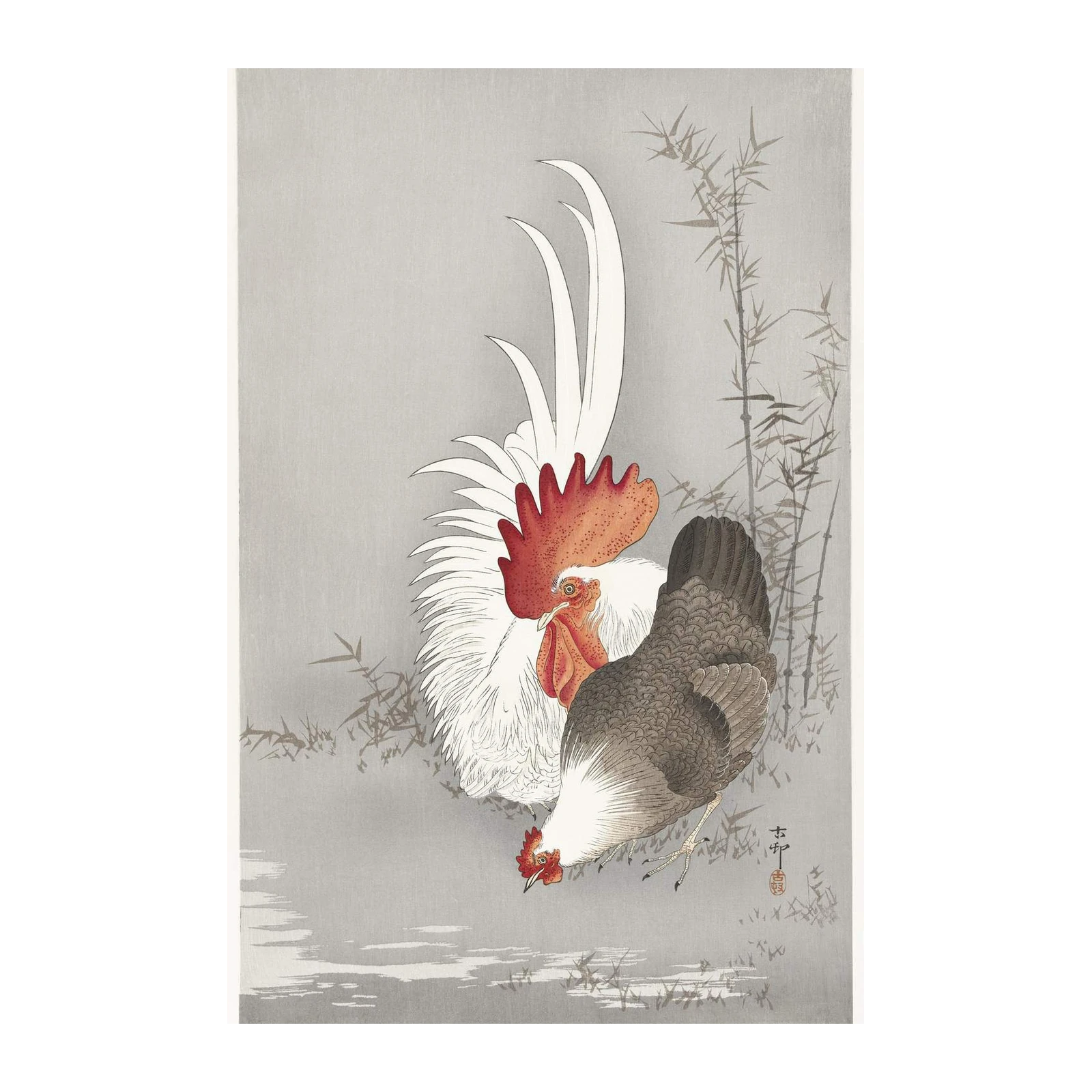 Rooster & Hen Bamboo Garden Wall Art