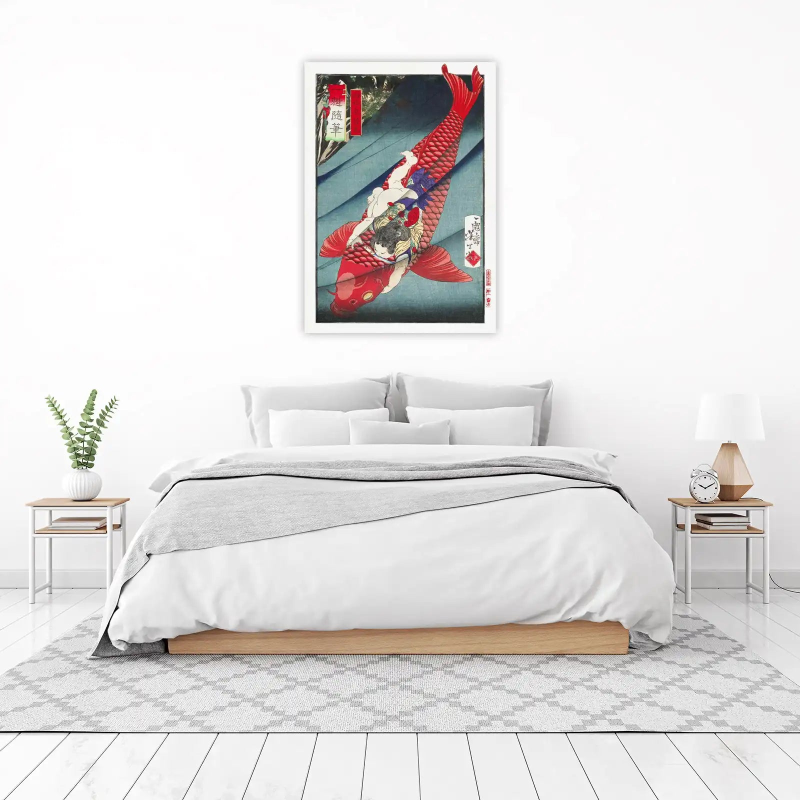Ukiyo-e Koi & Maiden Wall Art