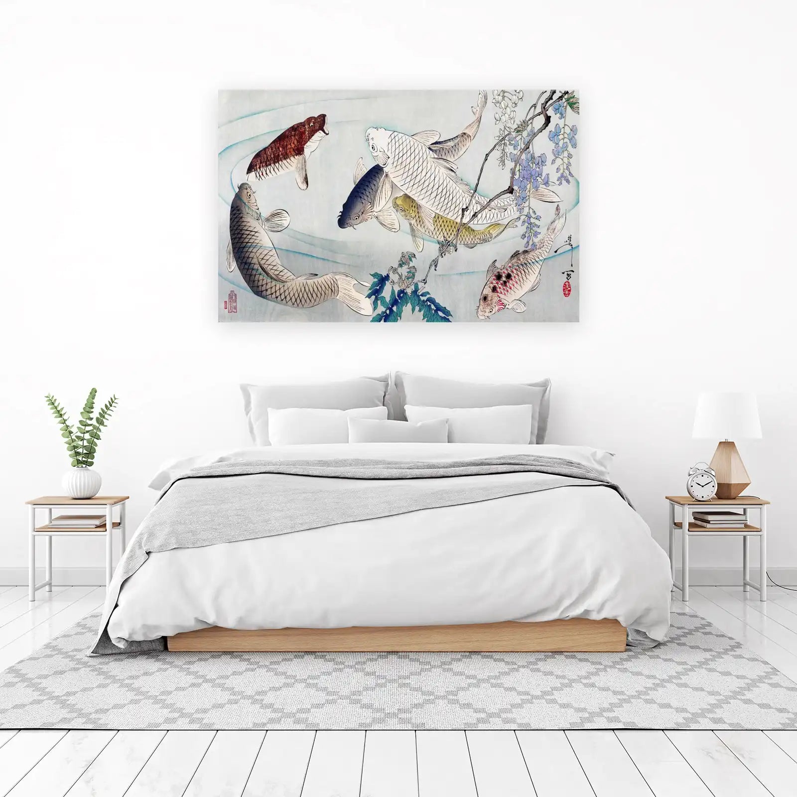 Vibrant Koi & Wisteria Zen Wall Art