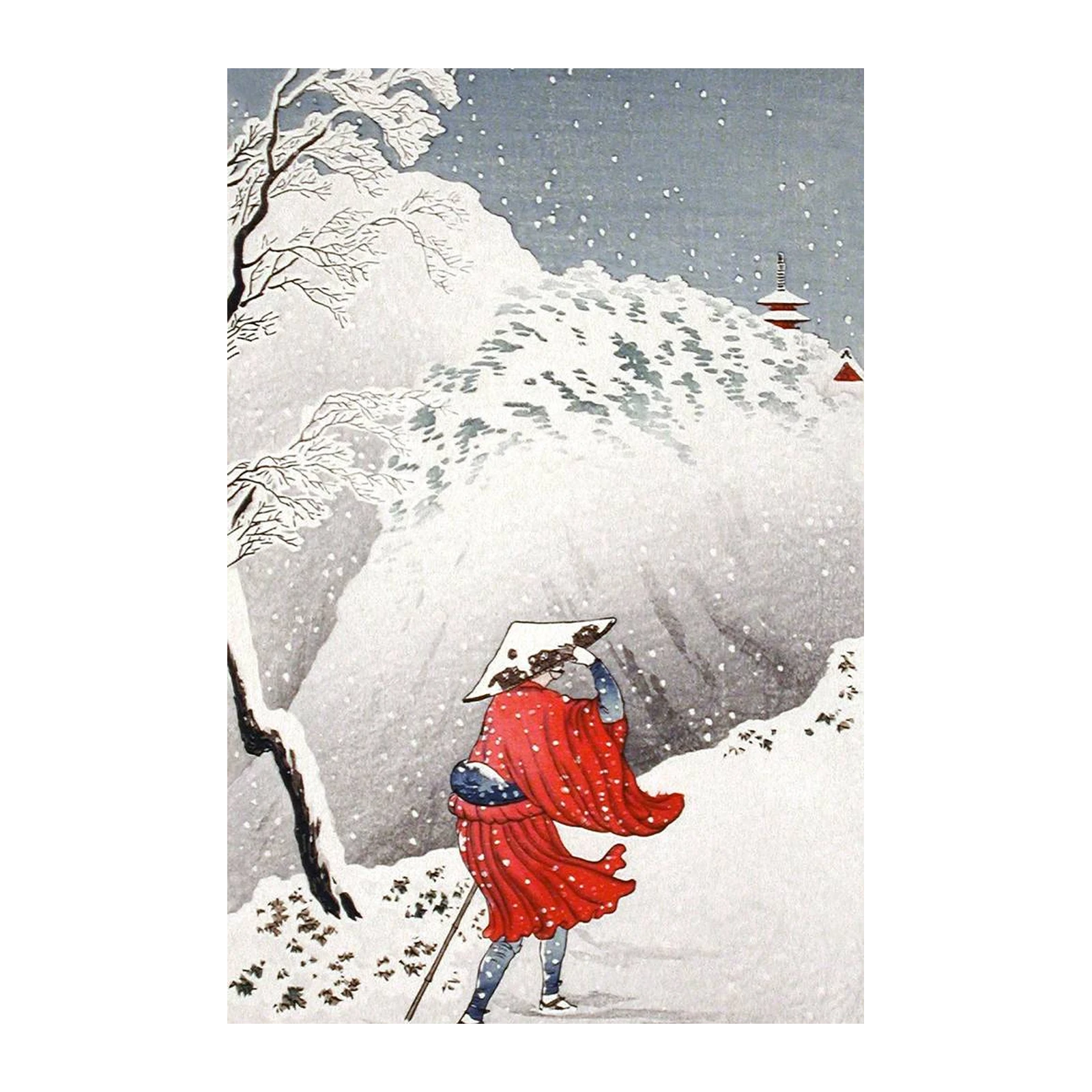 Serene Snowfall Journey Ukiyo-e Wall Art
