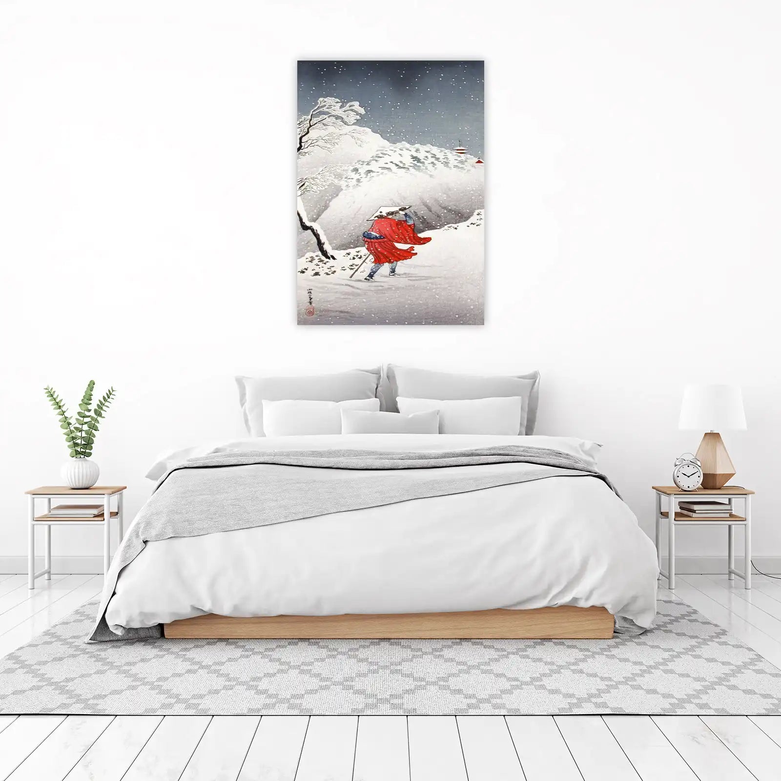 Serene Snowfall Journey Ukiyo-e Wall Art