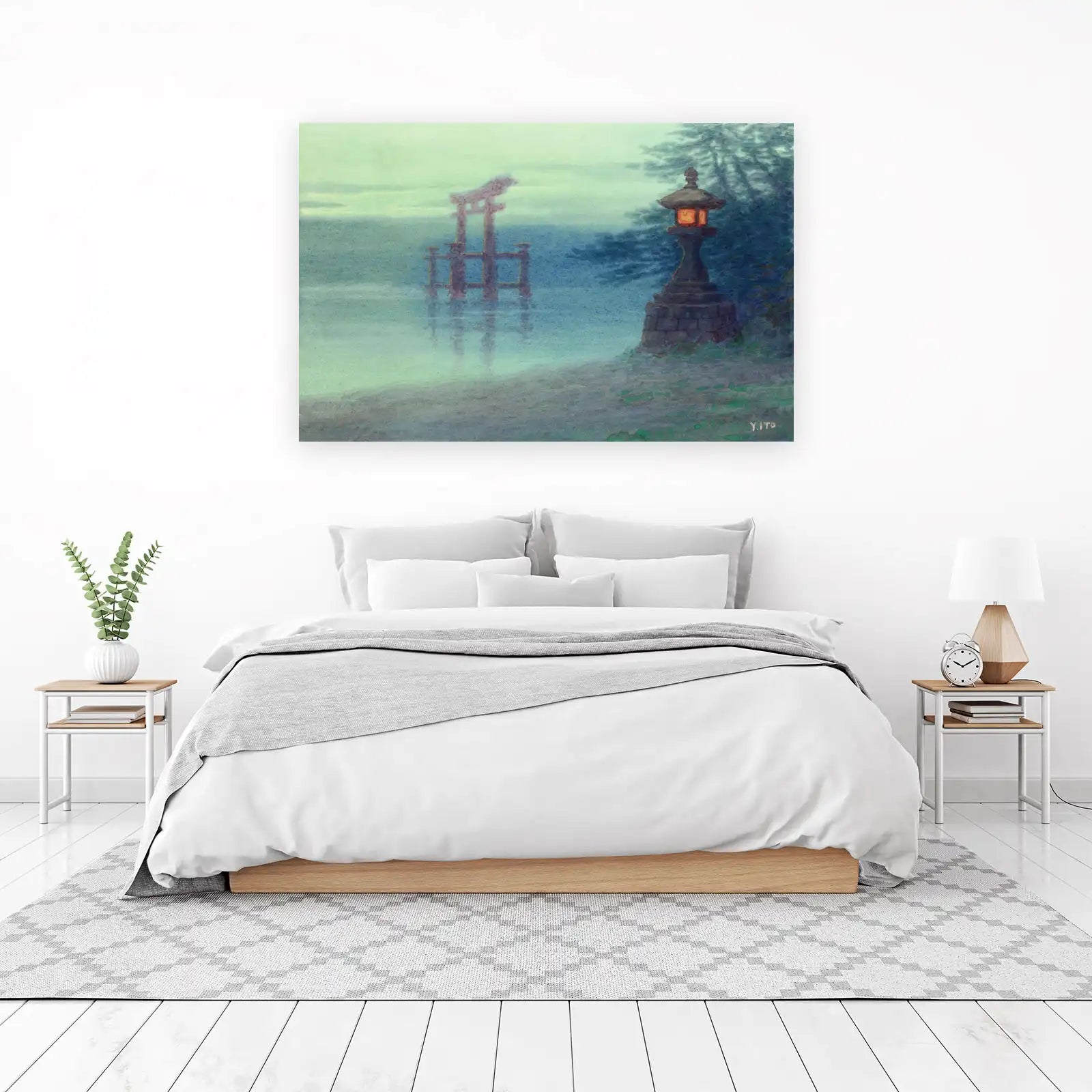 Misty Torii Gate & Lantern Japanese Art Wall Art